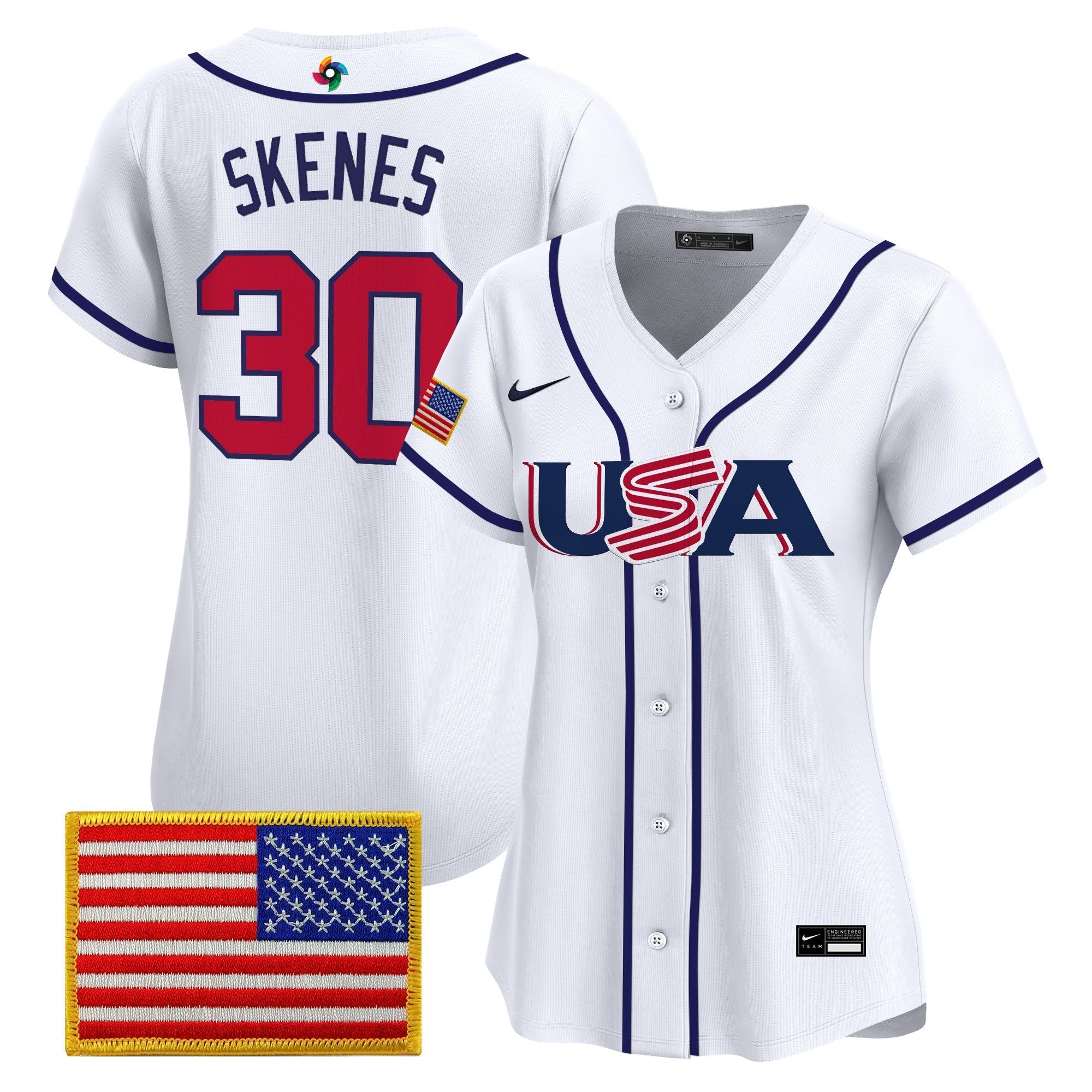 Women's Team USA World Baseball Classic Vapor Premier Jersey - 2026 Roster (Projected Number) - Stitched