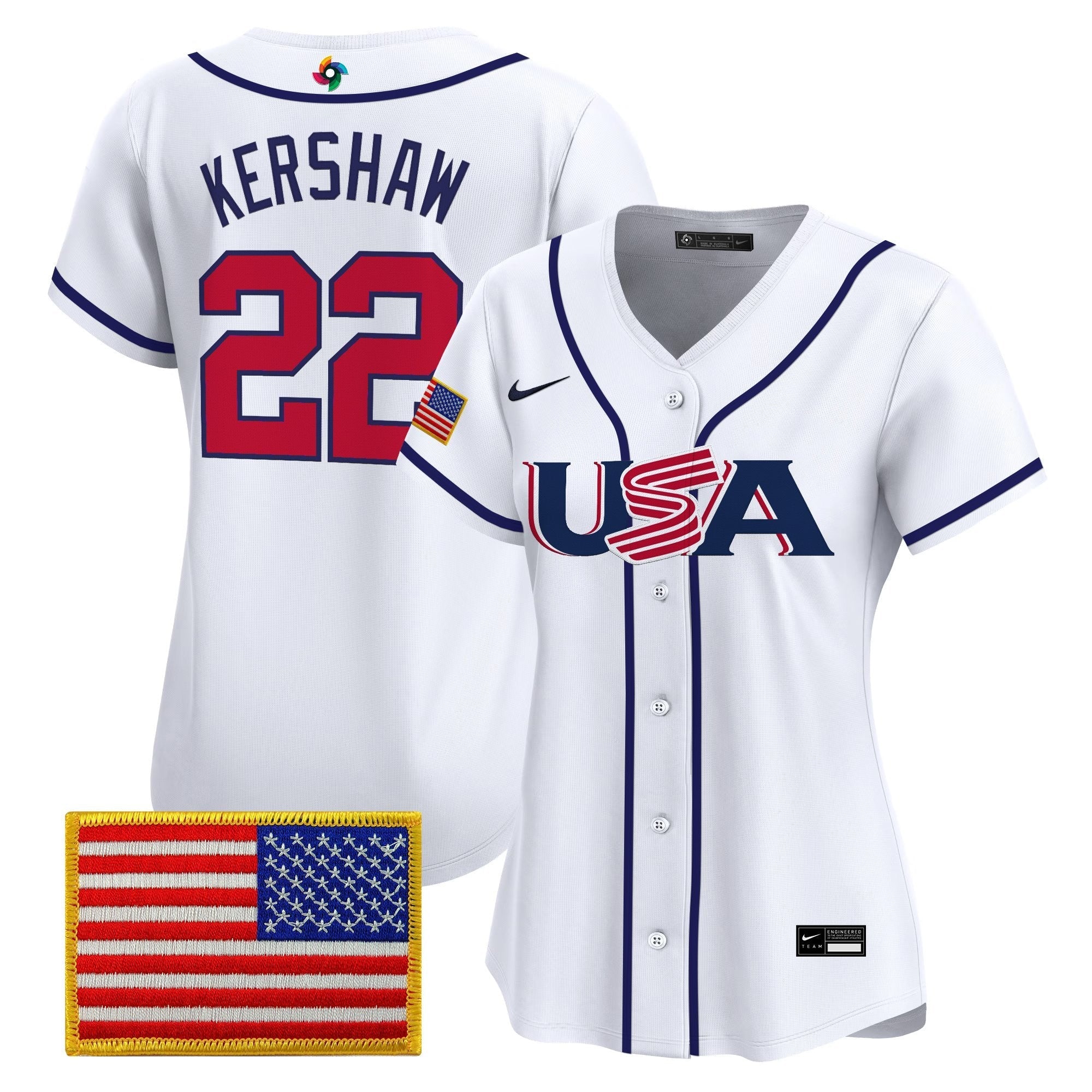 Women's Team USA World Baseball Classic Vapor Premier Jersey - 2026 Roster (Projected Number) - Stitched