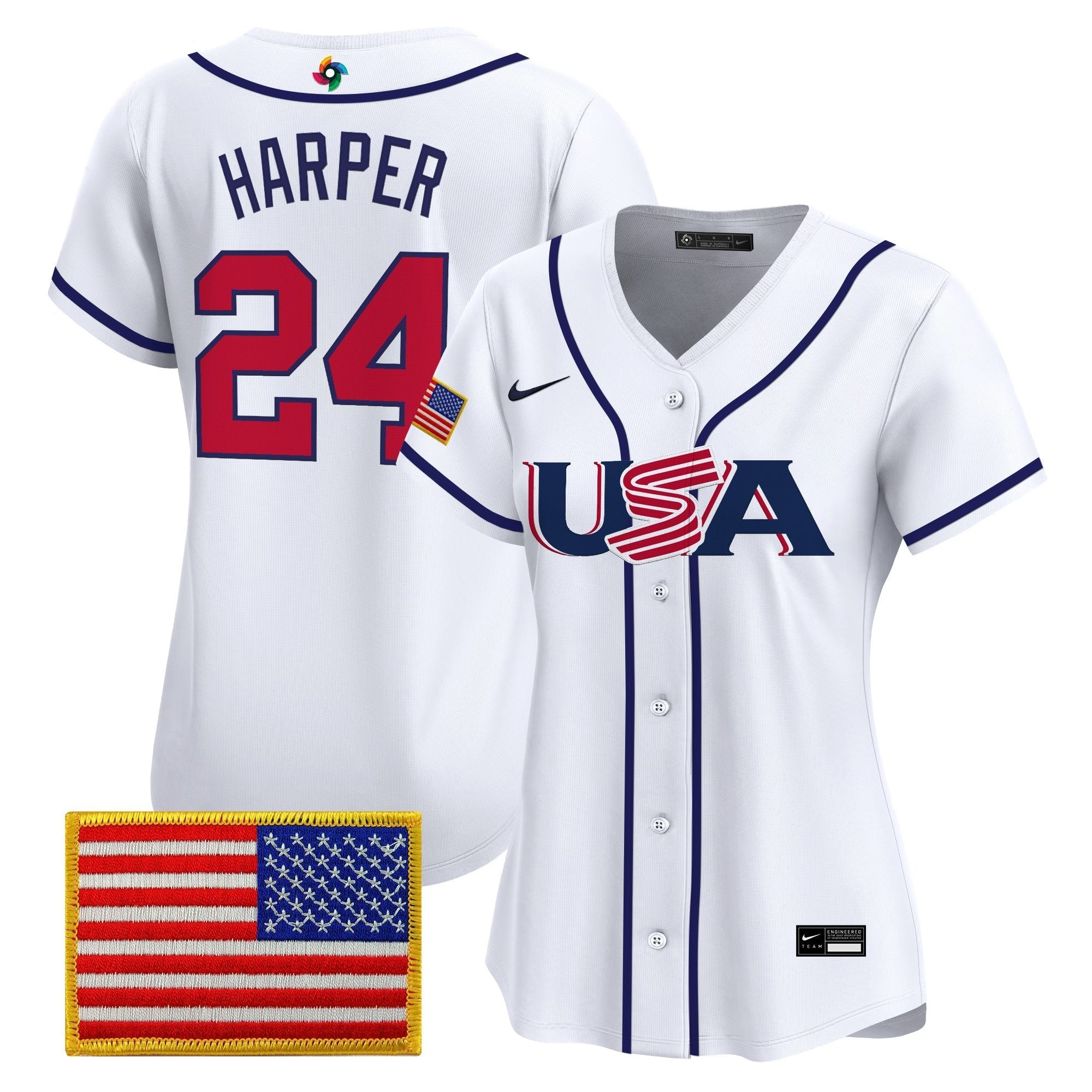 Women's Team USA World Baseball Classic Vapor Premier Jersey - 2026 Roster (Projected Number) - Stitched