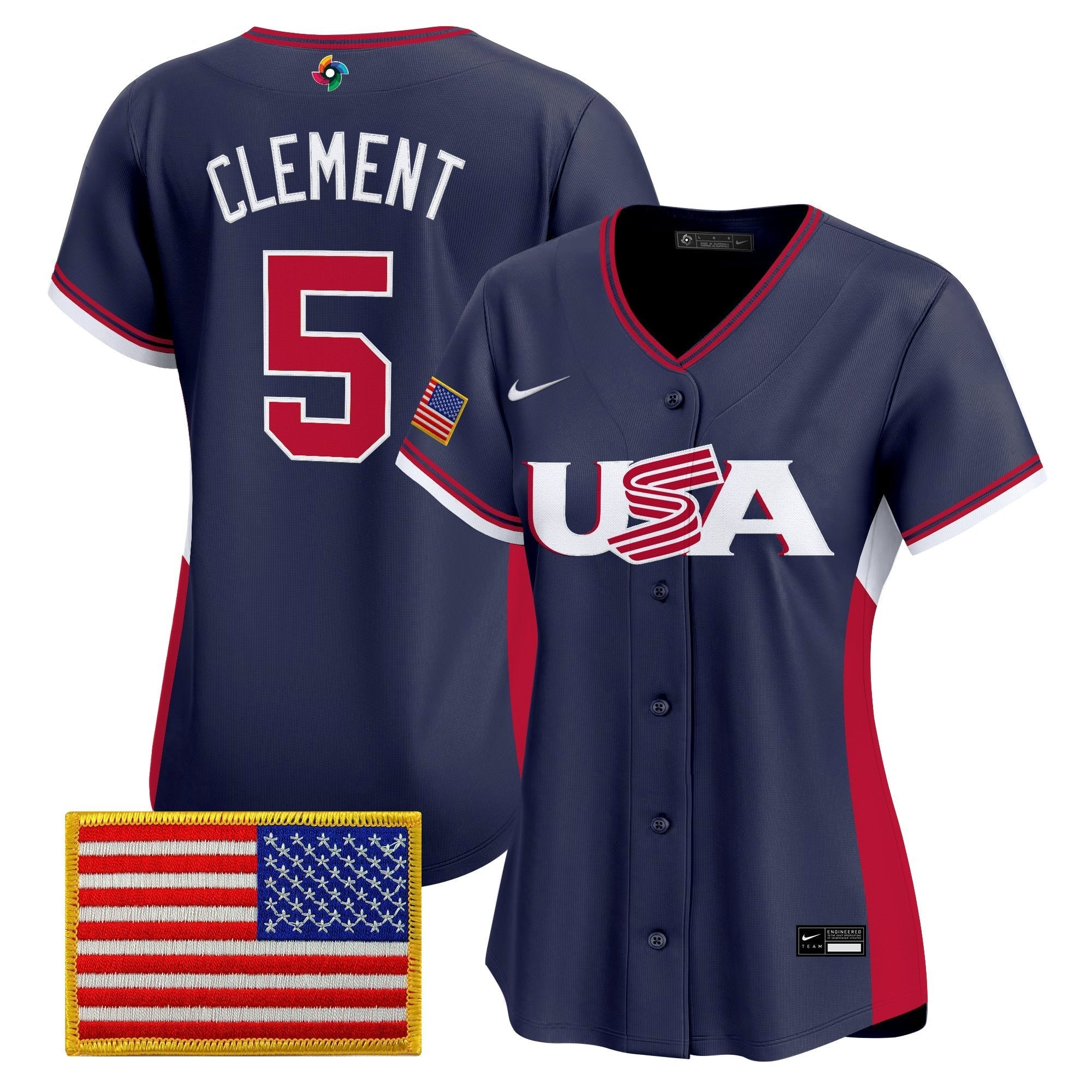 Women's Team USA World Baseball Classic Vapor Premier Jersey - 2026 Roster (Projected Number) - Stitched