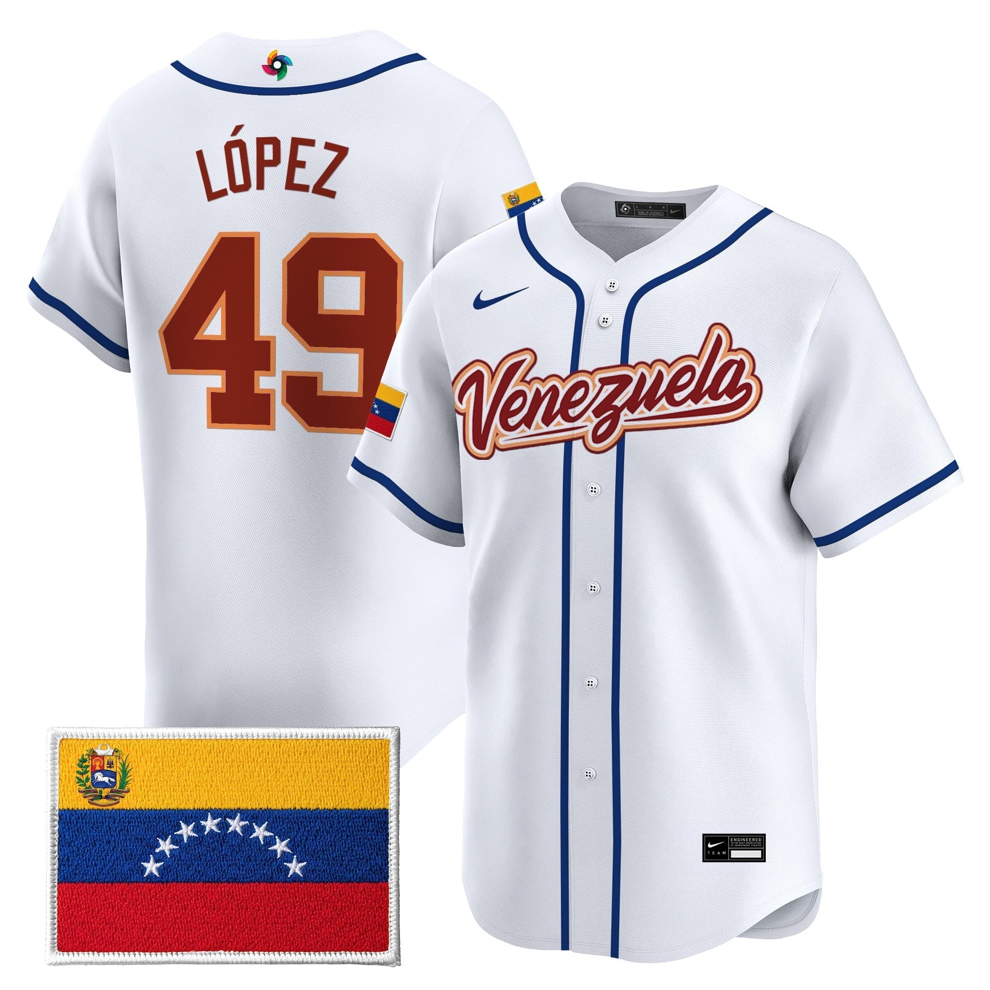 Team Venezuela World Baseball Classic Vapor Premier Jersey - 2026 Roster - Stitched