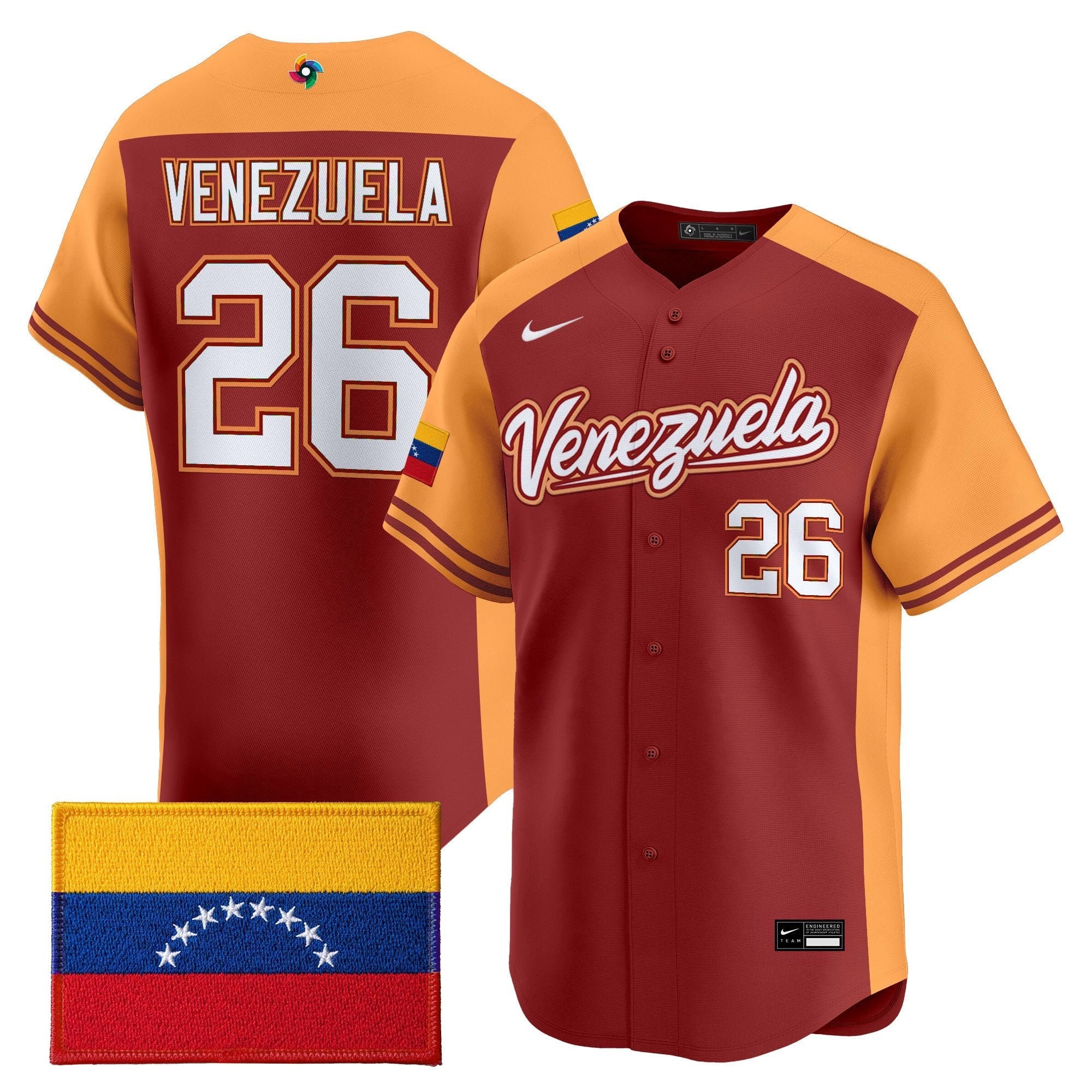 Team Venezuela World Baseball Classic Vapor Premier Jersey - 2026 Roster - Stitched