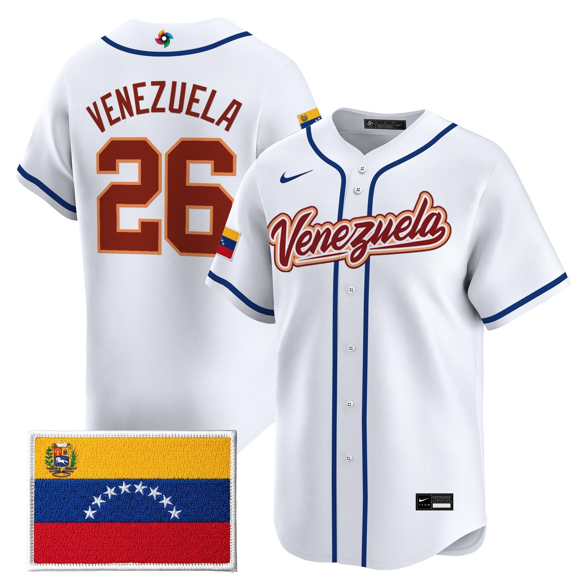 Team Venezuela World Baseball Classic Vapor Premier Jersey - 2026 Roster - Stitched