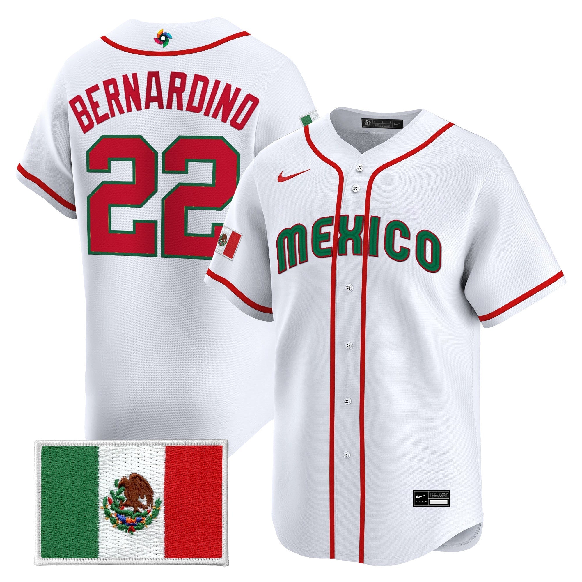 Team Mexico World Baseball Classic Vapor Premier Jersey - 2026 Roster - Stitched