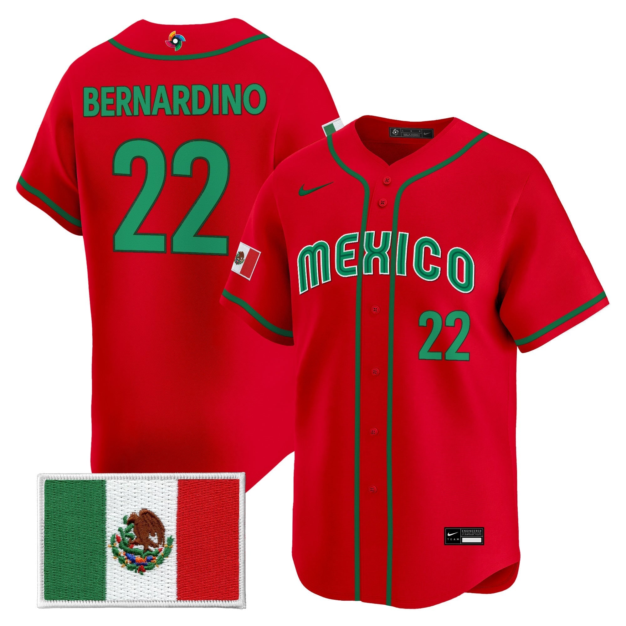 Team Mexico World Baseball Classic Vapor Premier Jersey - 2026 Roster - Stitched