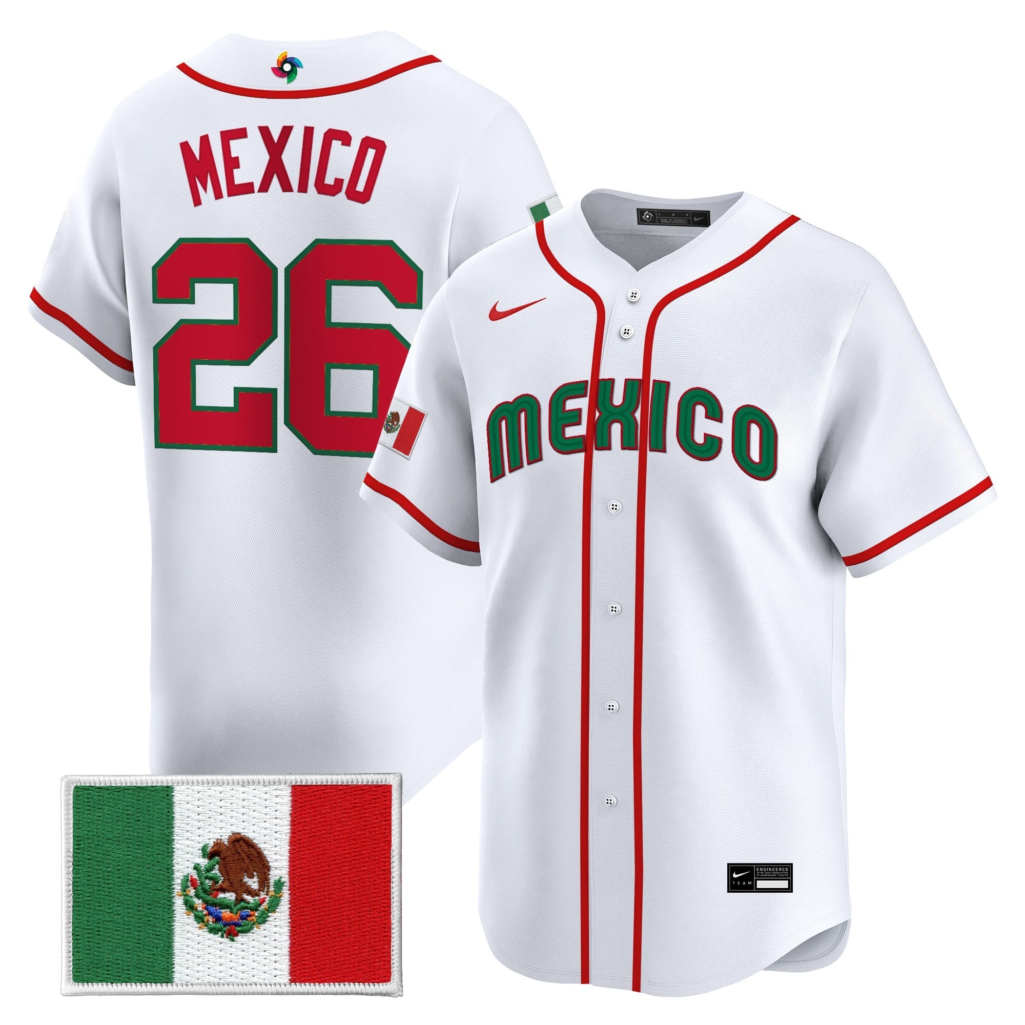 Team Mexico World Baseball Classic Vapor Premier Jersey - 2026 Roster - Stitched
