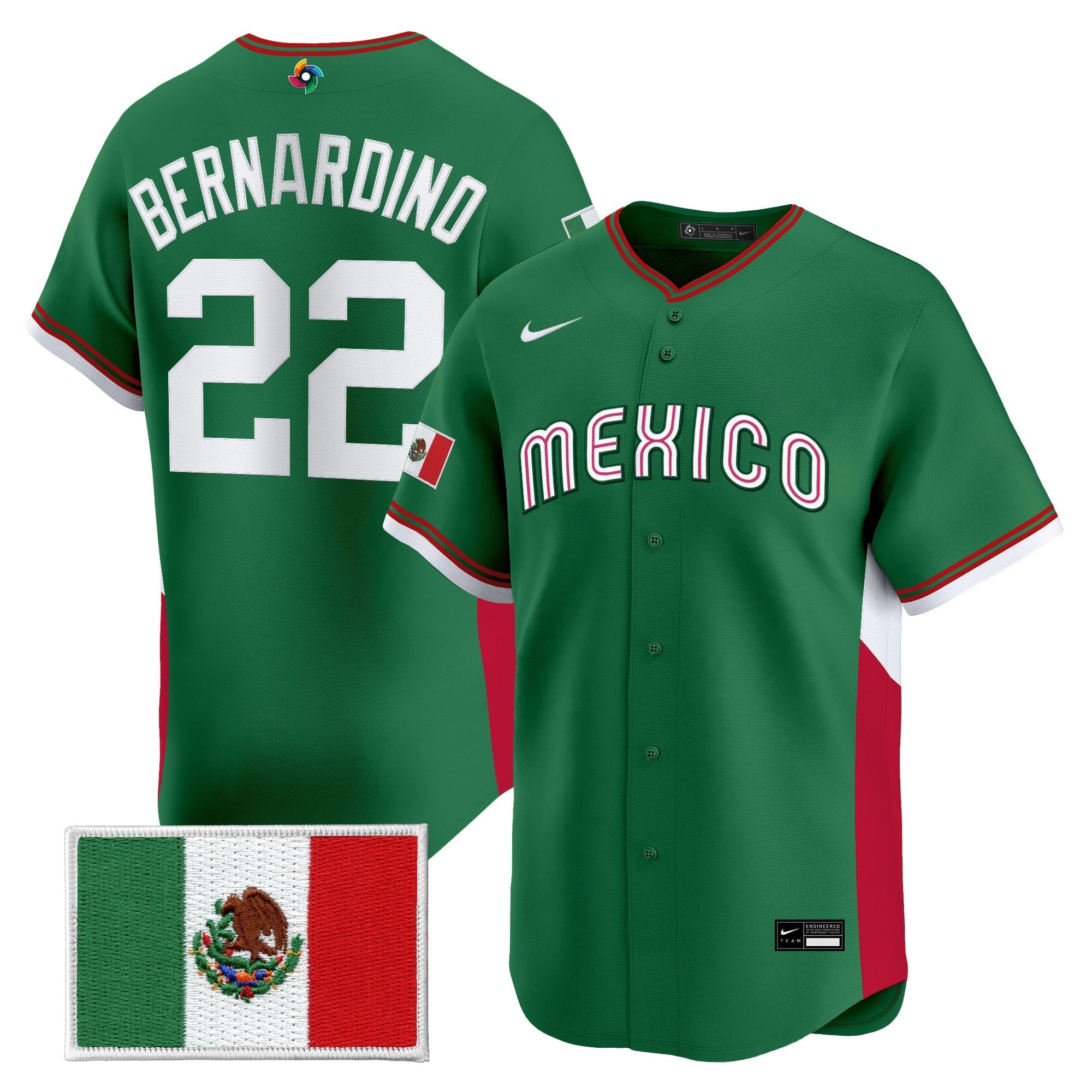 Team Mexico World Baseball Classic Vapor Premier Jersey - 2026 Roster - Stitched