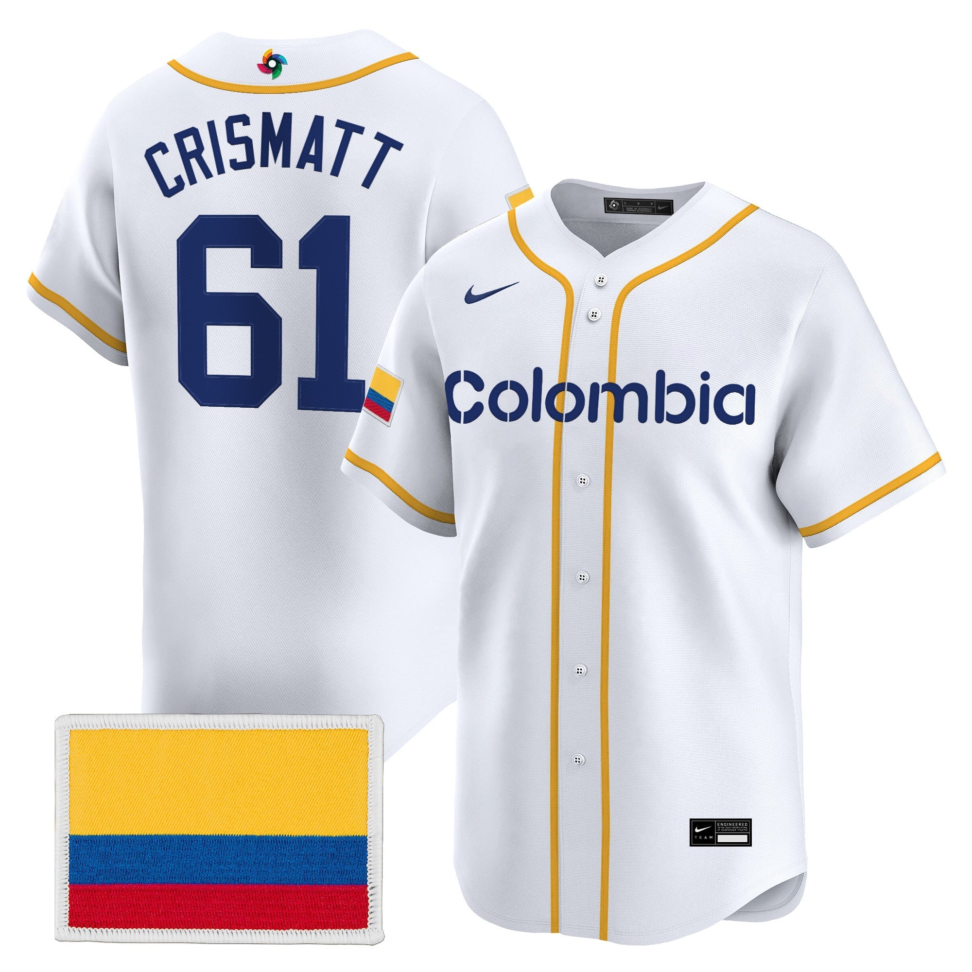 Team Colombia 2026 World Baseball Classic Vapor Premier Jersey - Stitched