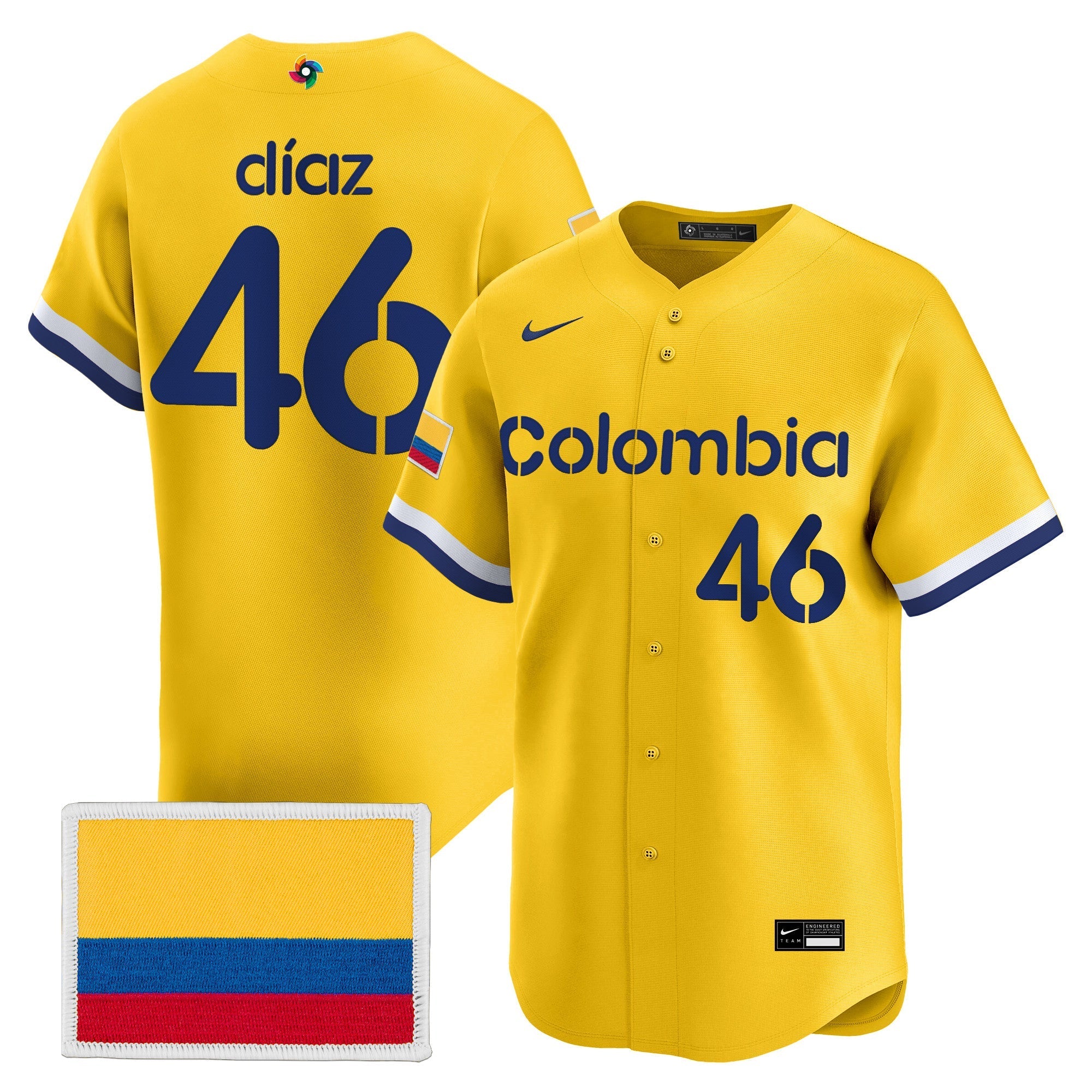 Team Colombia 2026 World Baseball Classic Vapor Premier Jersey - Stitched