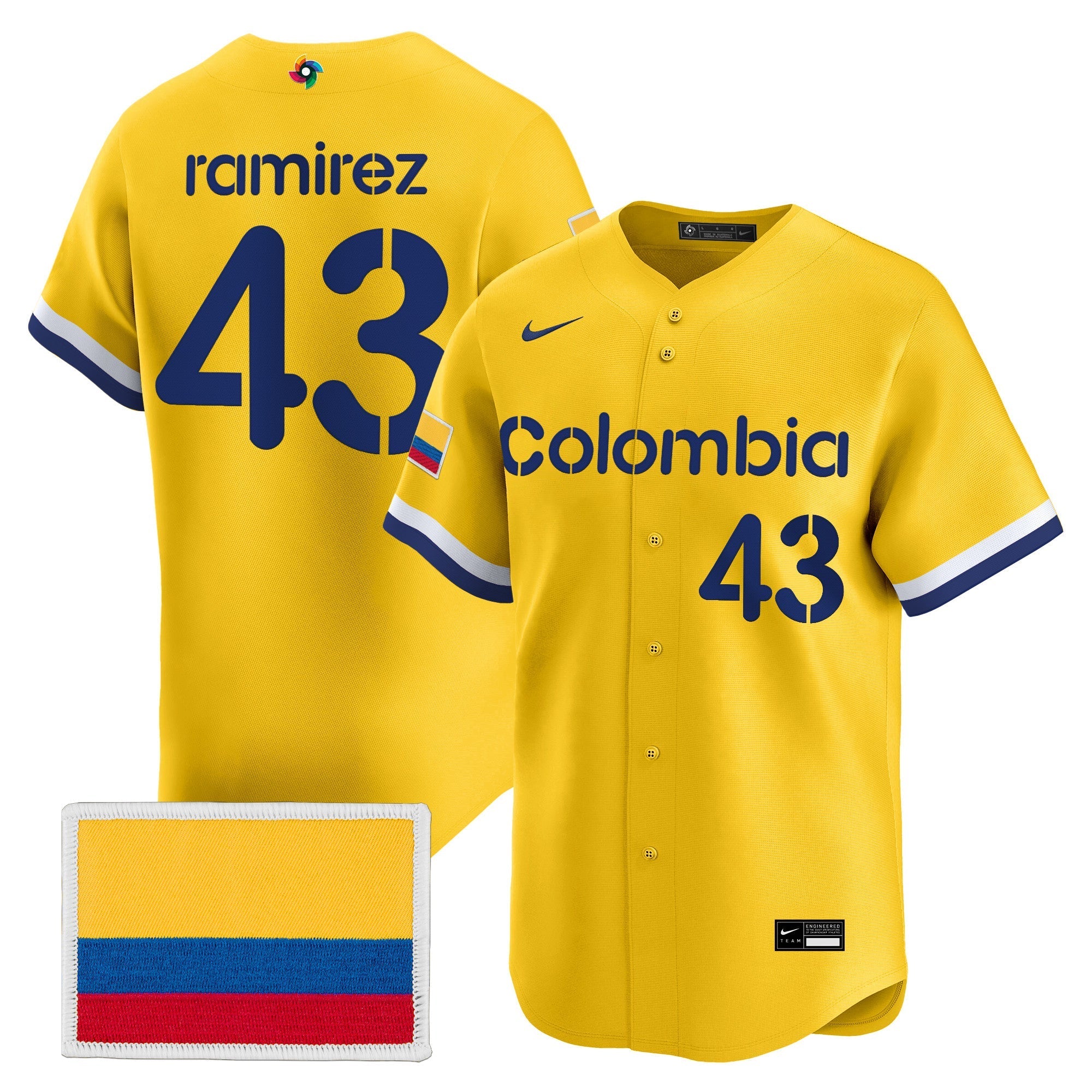 Team Colombia 2026 World Baseball Classic Vapor Premier Jersey - Stitched
