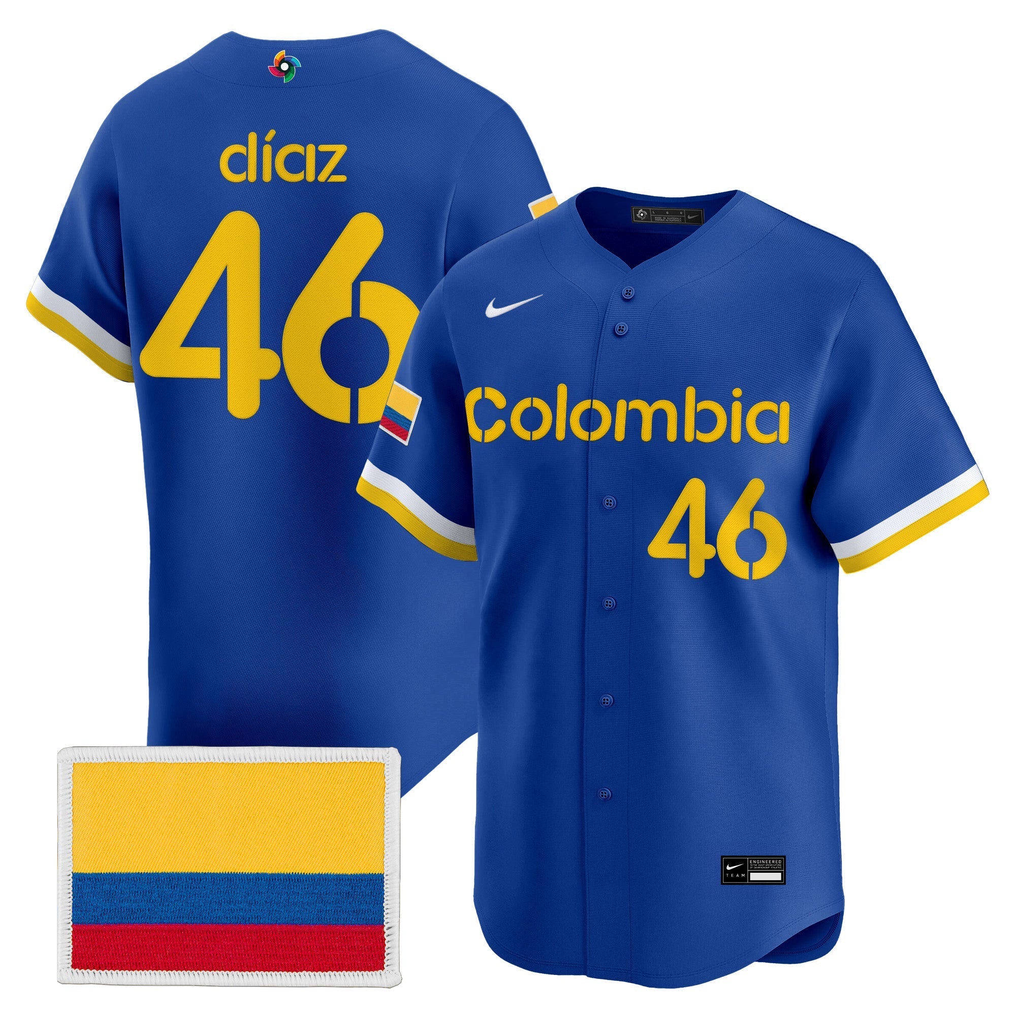 Team Colombia 2026 World Baseball Classic Vapor Premier Jersey - Stitched