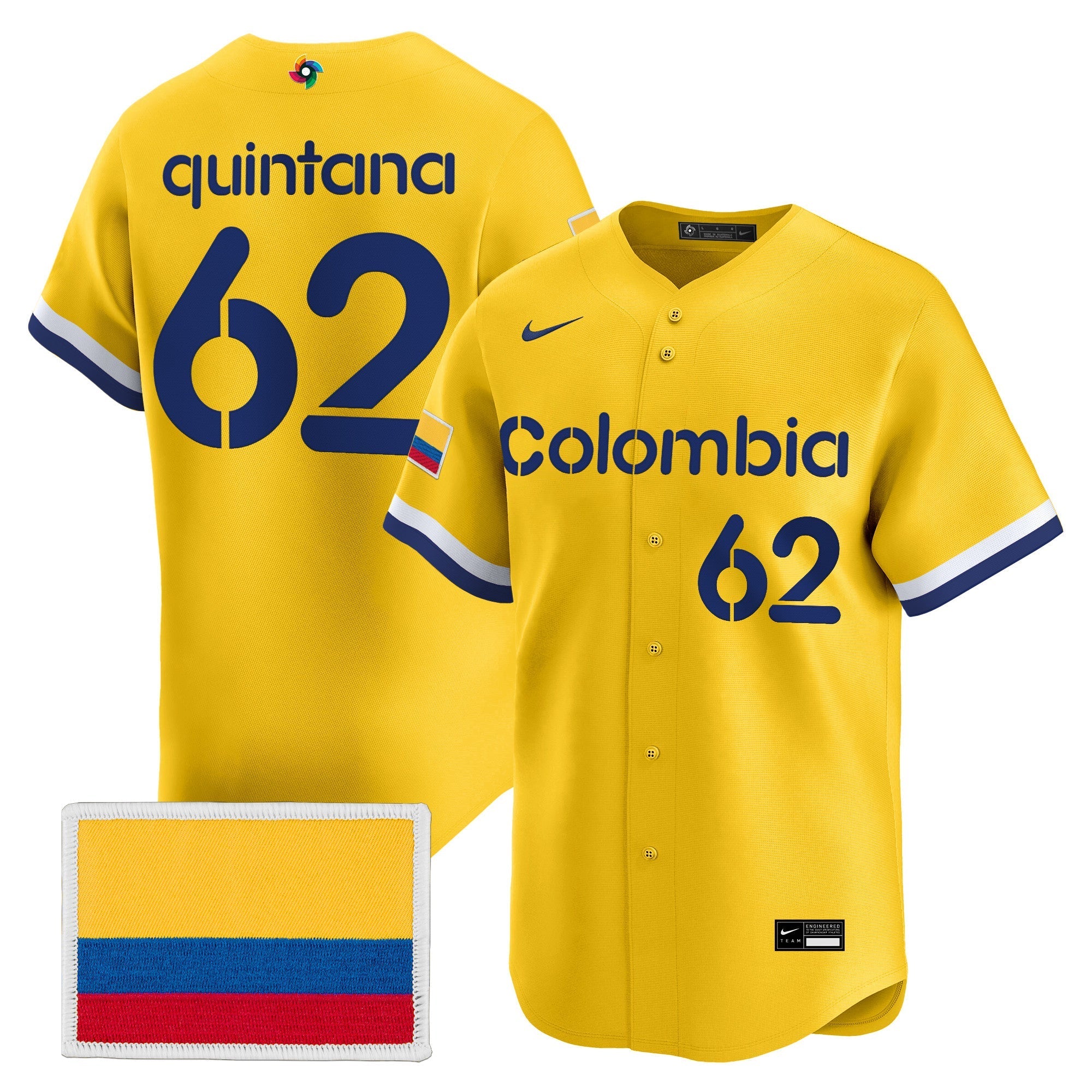 Team Colombia 2026 World Baseball Classic Vapor Premier Jersey - Stitched