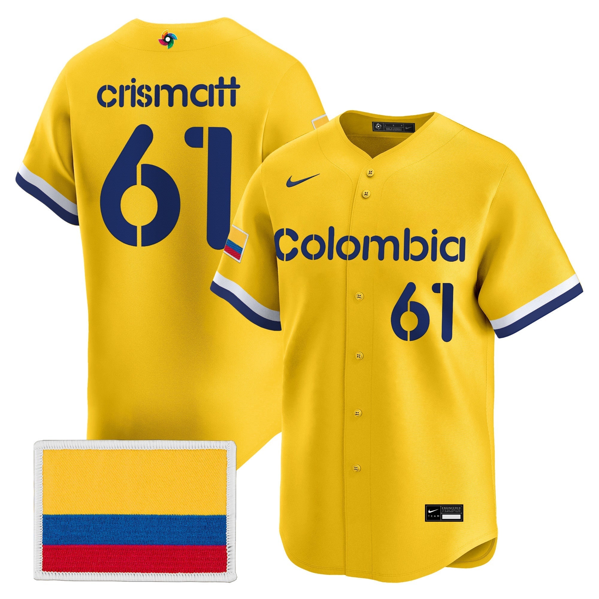Team Colombia 2026 World Baseball Classic Vapor Premier Jersey - Stitched