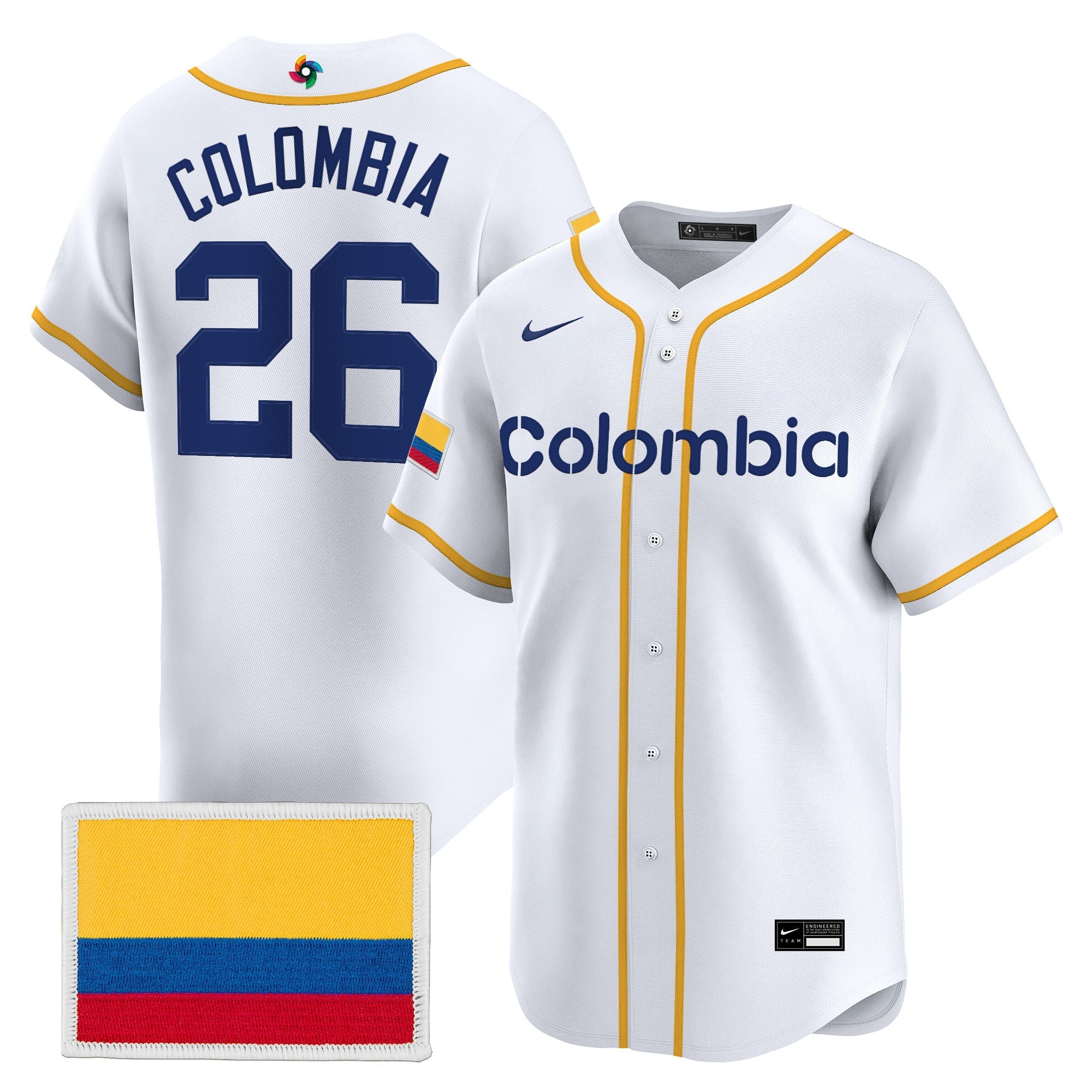 Team Colombia 2026 World Baseball Classic Vapor Premier Jersey - Stitched