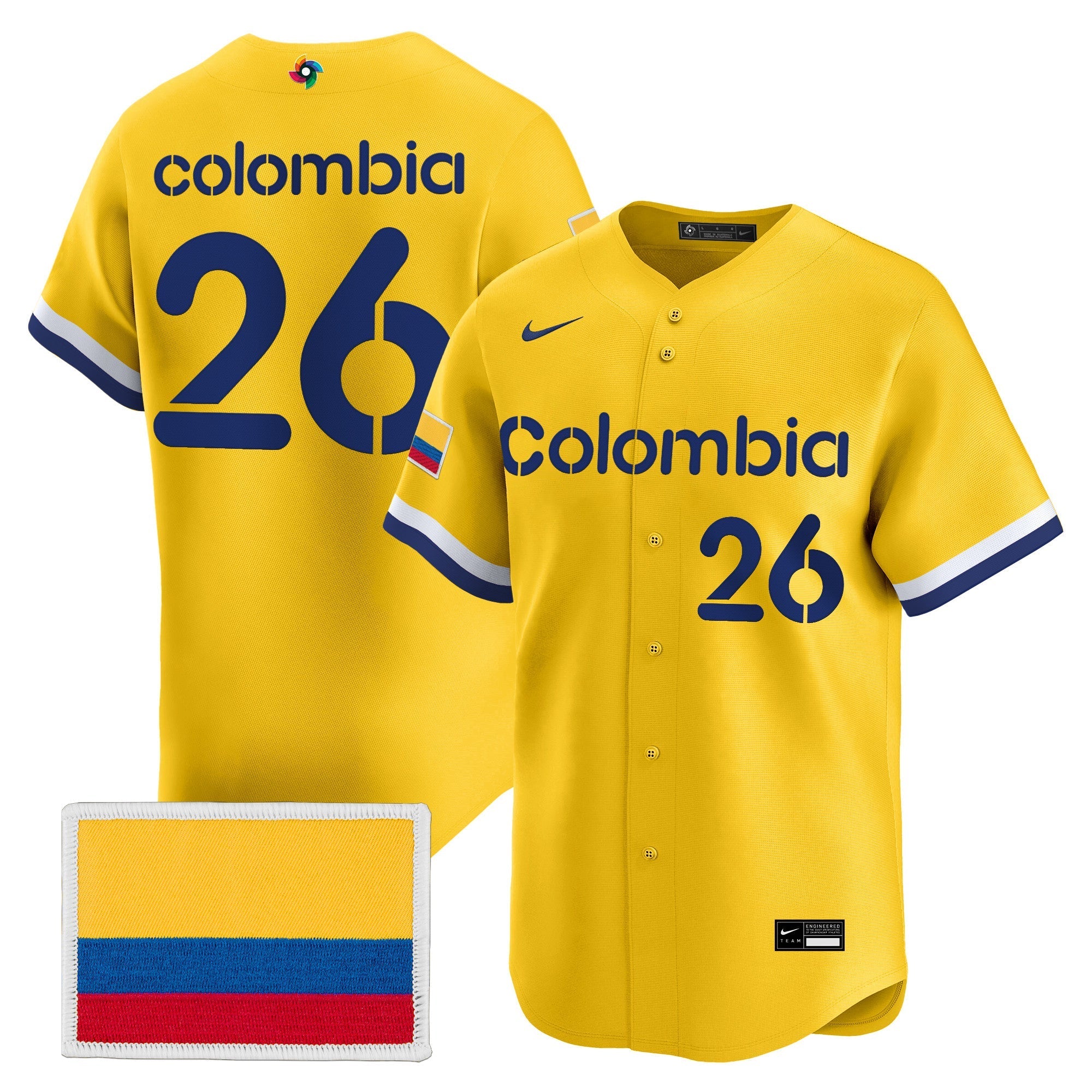 Team Colombia 2026 World Baseball Classic Vapor Premier Jersey - Stitched