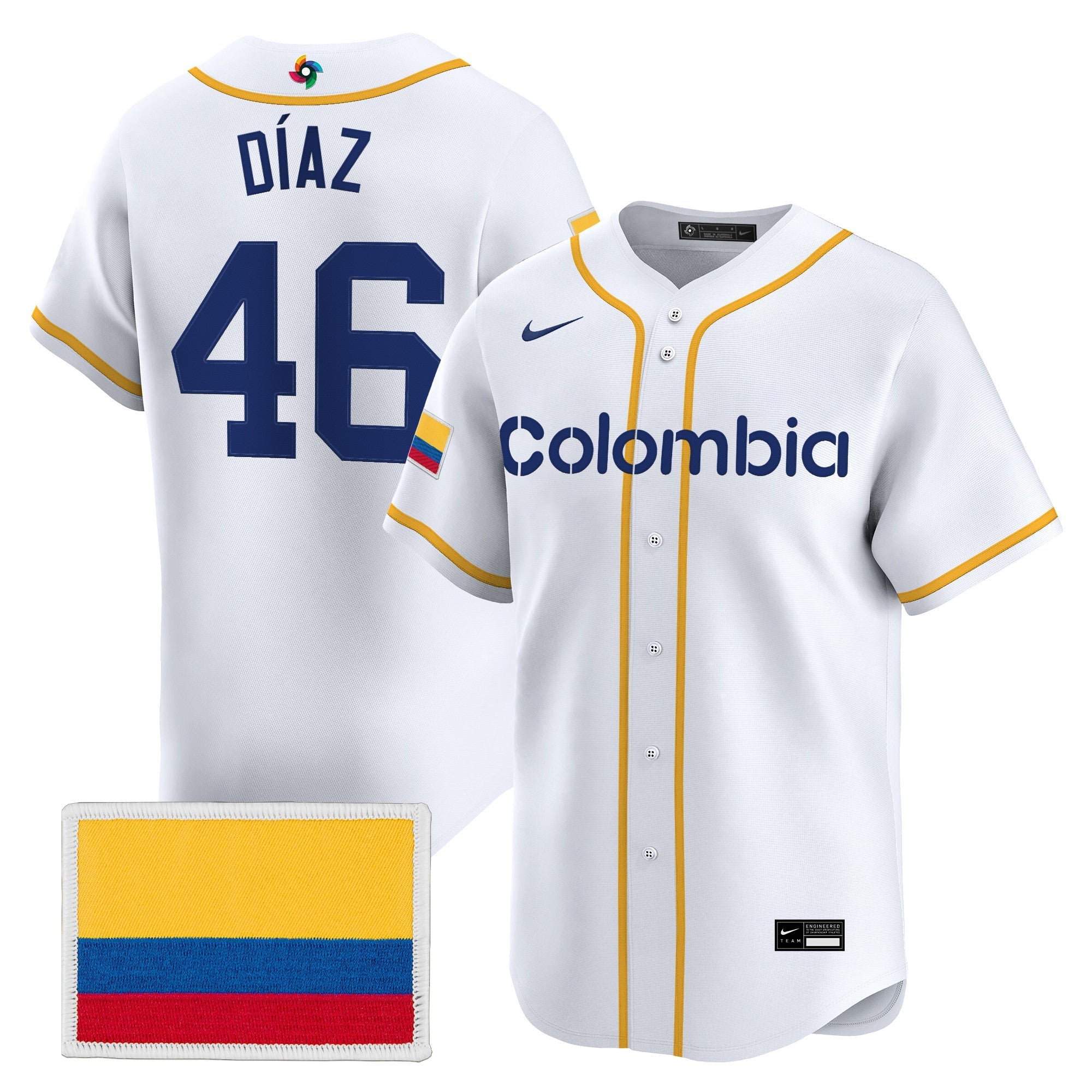 Team Colombia 2026 World Baseball Classic Vapor Premier Jersey - Stitched