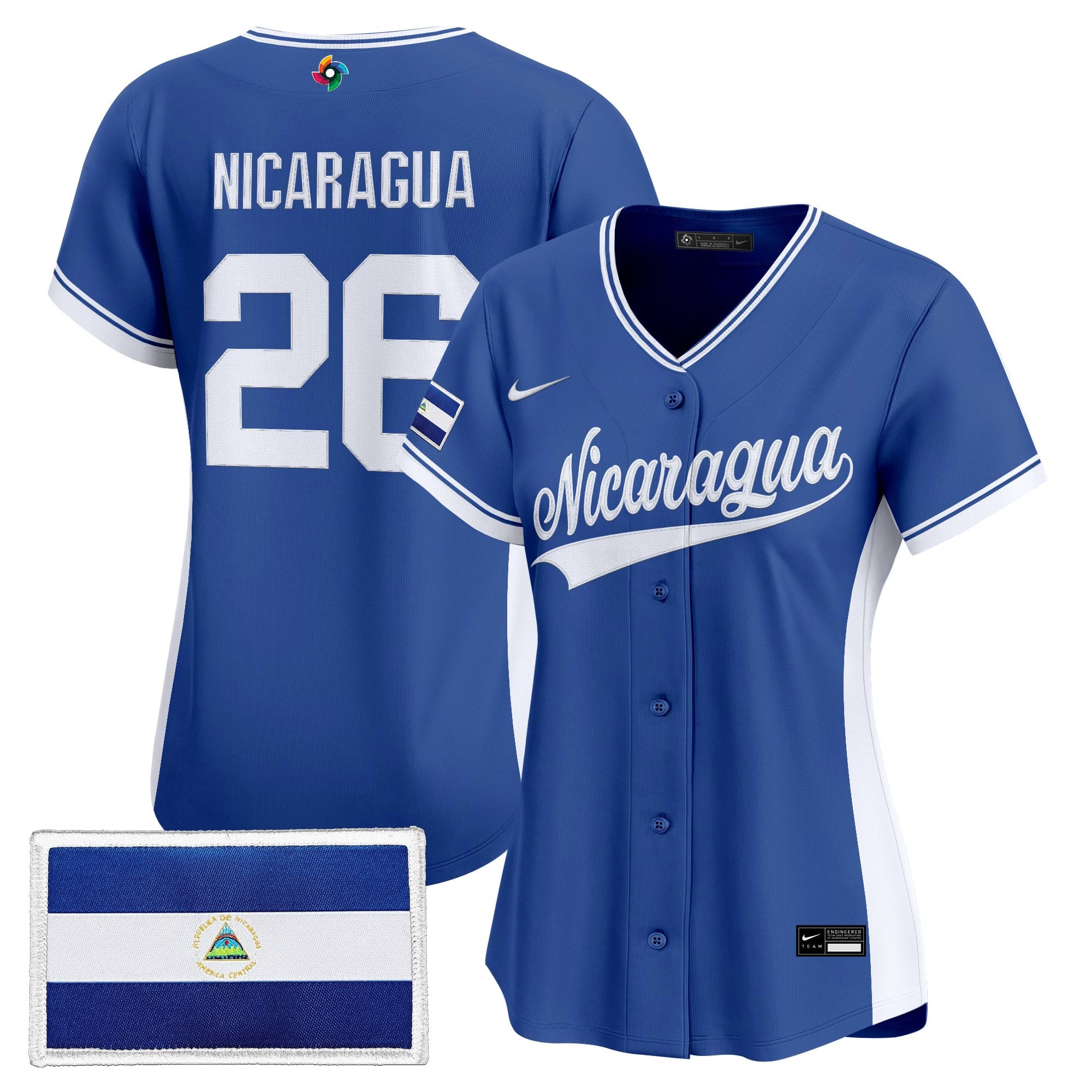Women's Team Nicaragua 2026 World Baseball Classic Vapor Premier Jersey - Stitched