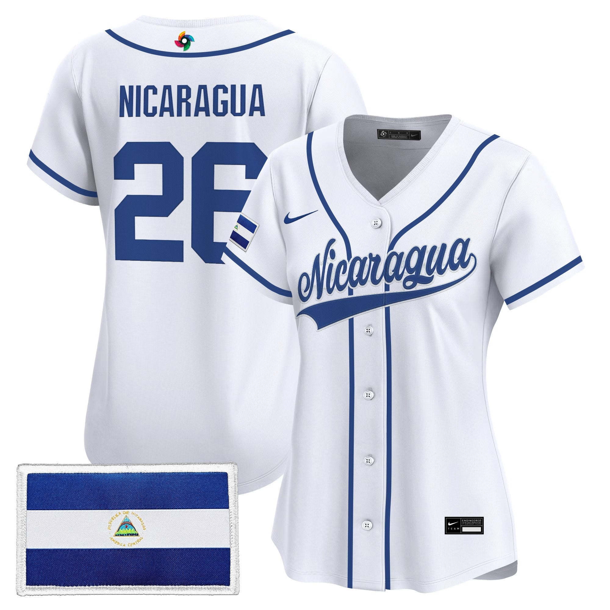 Women's Team Nicaragua 2026 World Baseball Classic Vapor Premier Jersey - Stitched