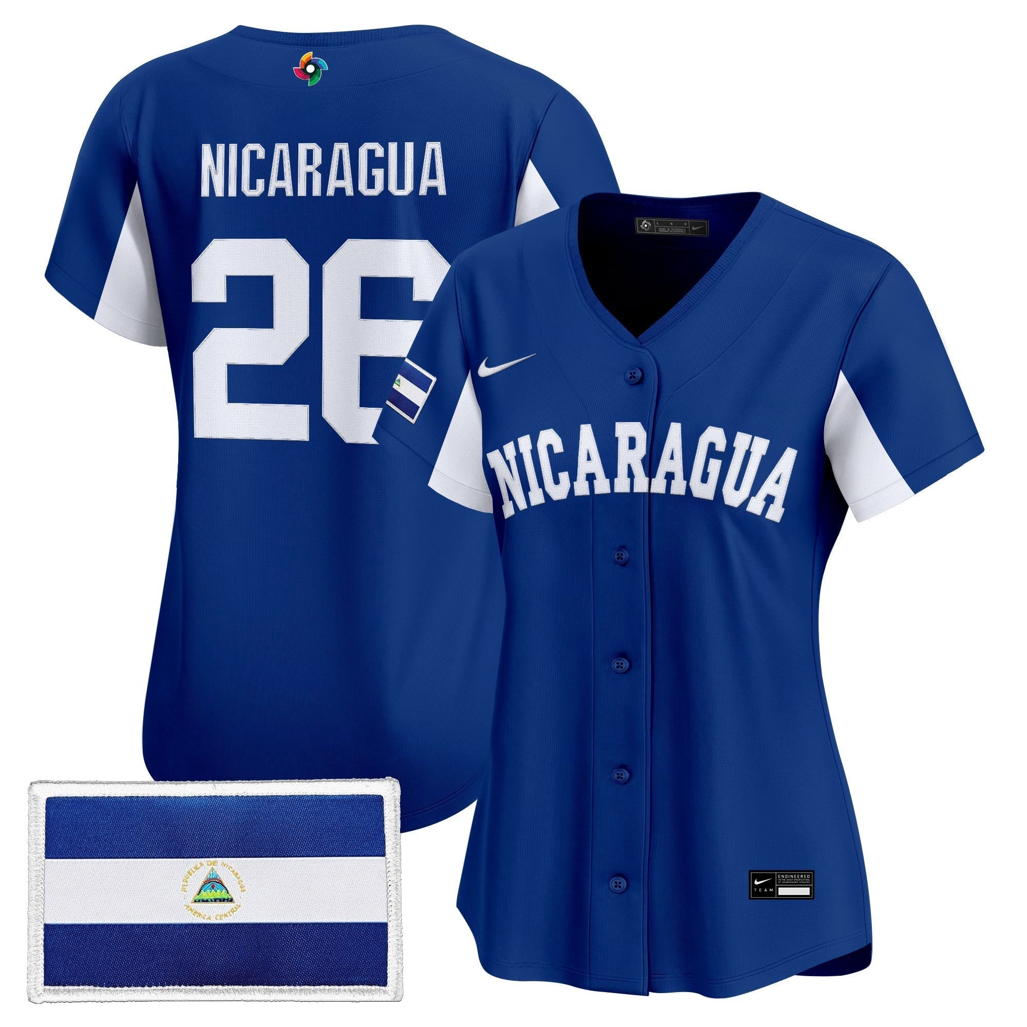 Women's Team Nicaragua 2026 World Baseball Classic Vapor Premier Jersey - Stitched