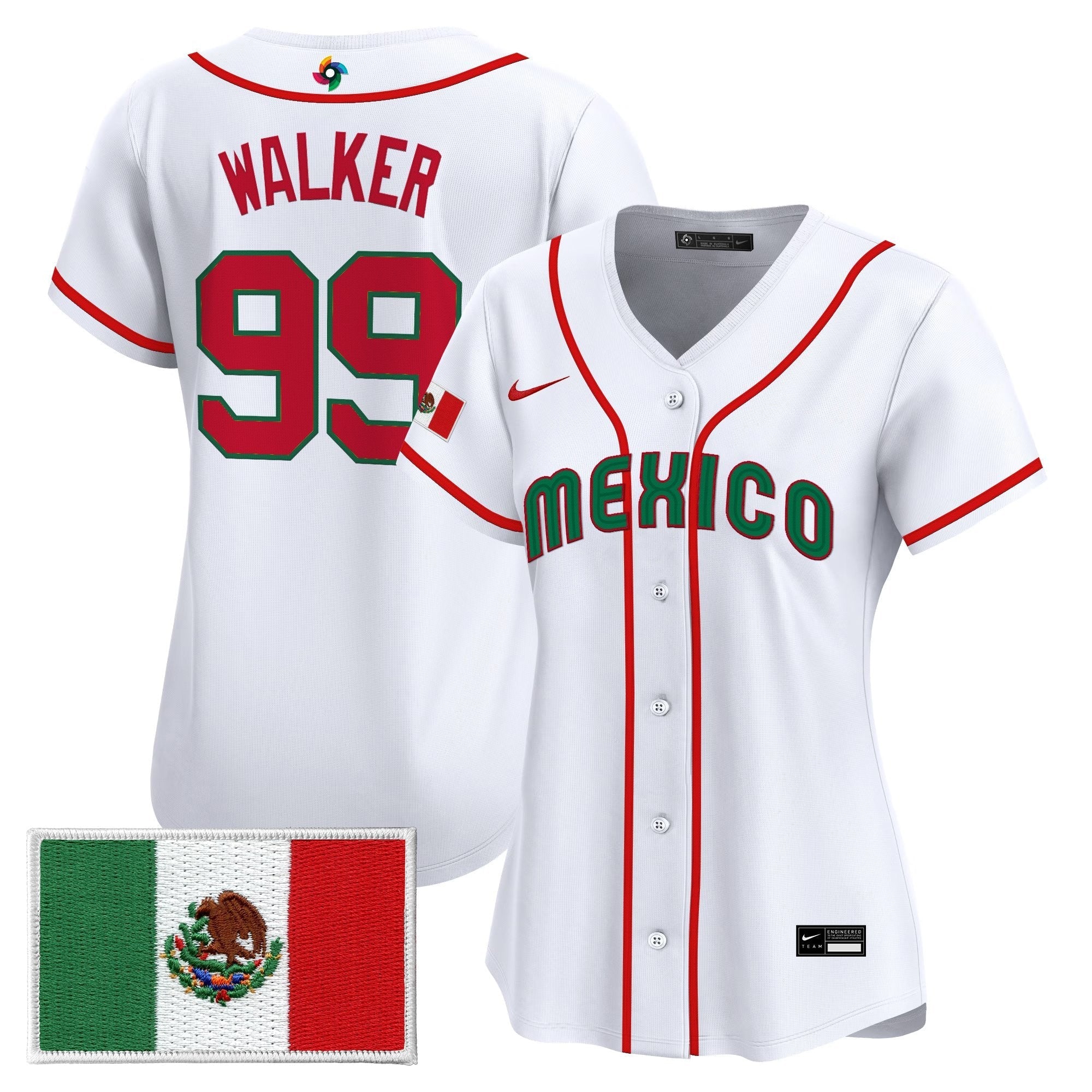 Women's Team Mexico World Baseball Classic Vapor Premier Jersey - 2026 Roster - Stitched