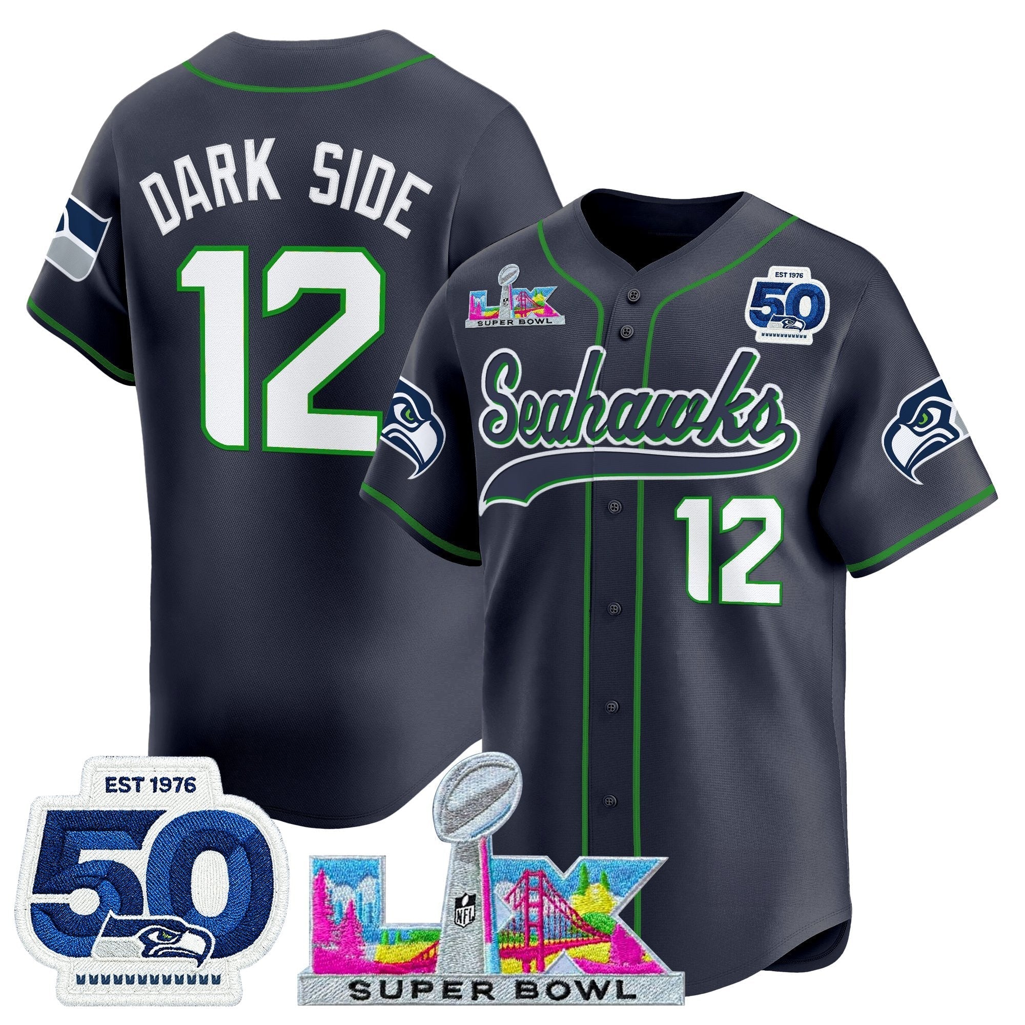 SEA Super Bowl LX Vapor Baseball Jersey - Stitched