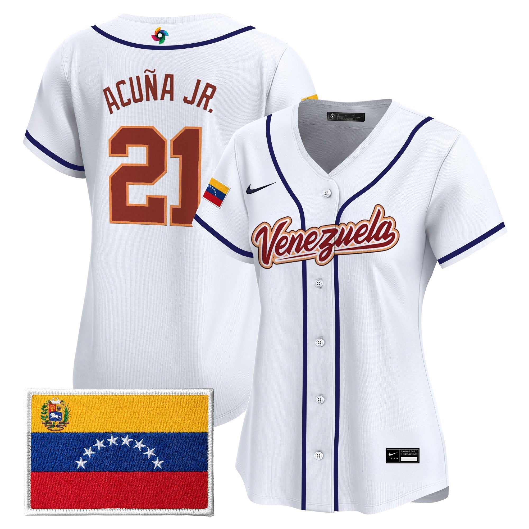 Women's Team Venezuela World Baseball Classic Vapor Premier Jersey - 2026 Roster - Stitched
