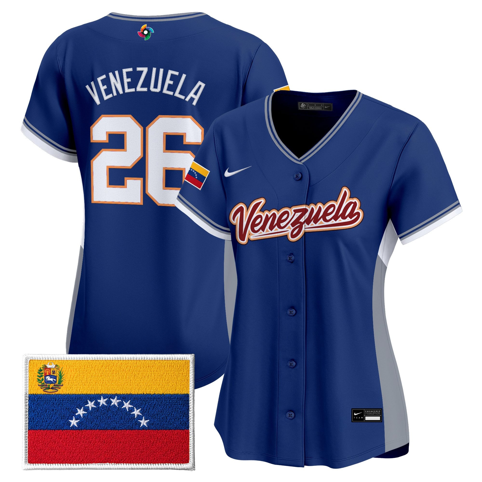 Women's Team Venezuela World Baseball Classic Vapor Premier Jersey - 2026 Roster - Stitched
