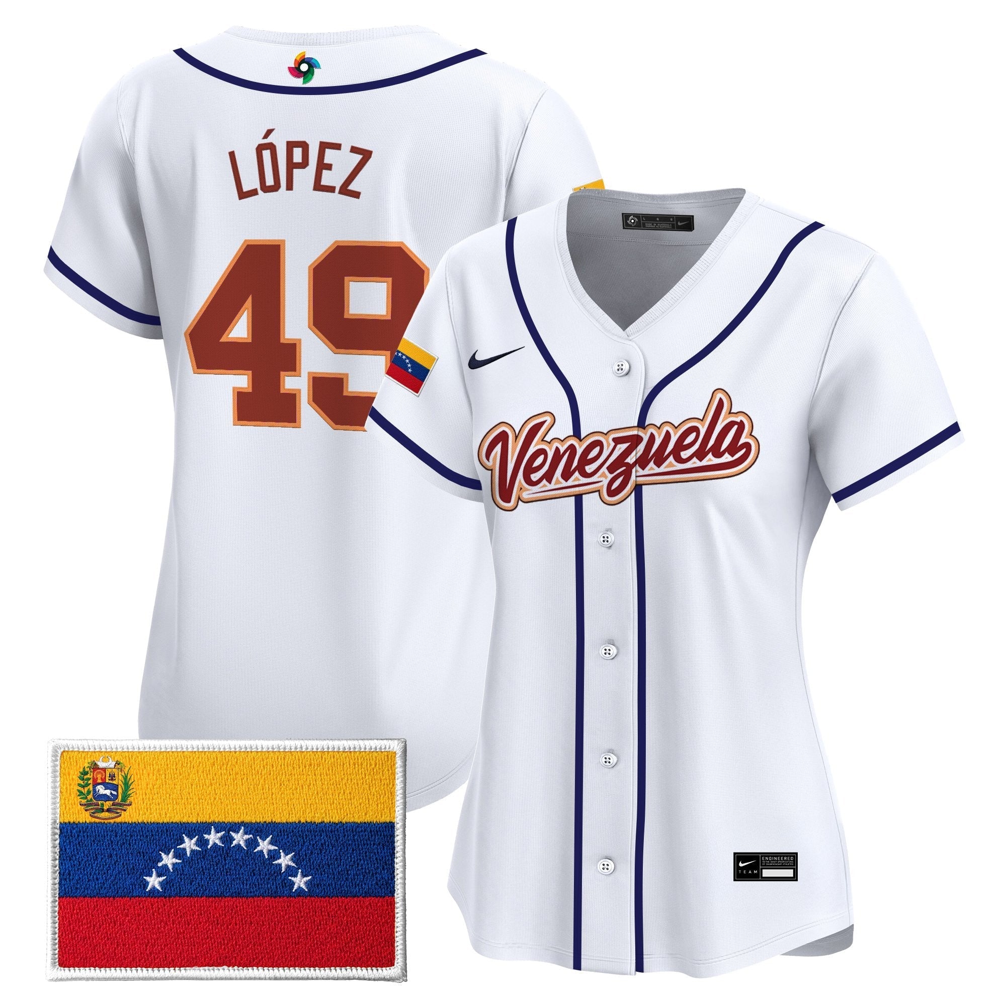 Women's Team Venezuela World Baseball Classic Vapor Premier Jersey - 2026 Roster - Stitched