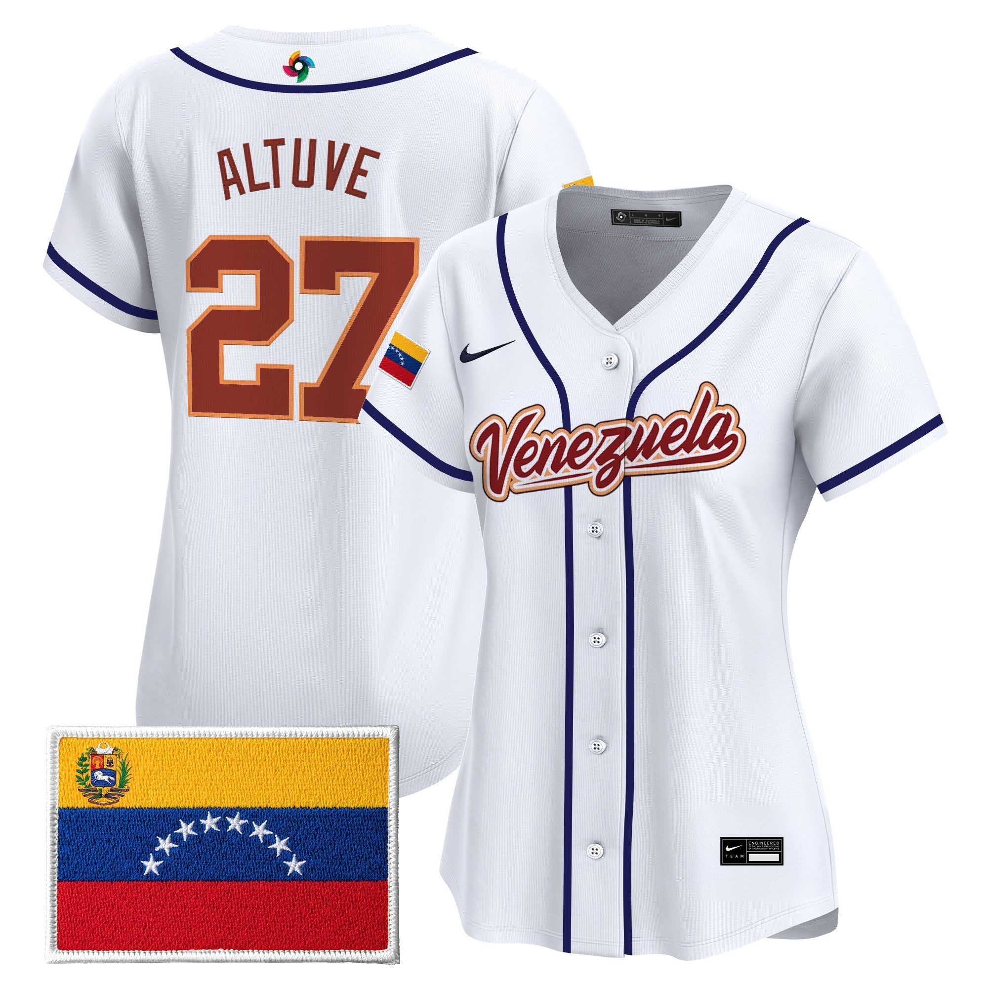 Women's Team Venezuela World Baseball Classic Vapor Premier Jersey - 2026 Roster - Stitched