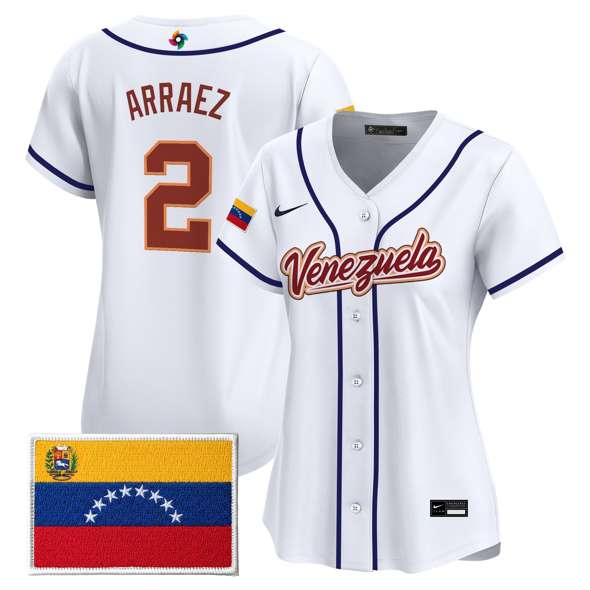 Women's Team Venezuela World Baseball Classic Vapor Premier Jersey - 2026 Roster - Stitched