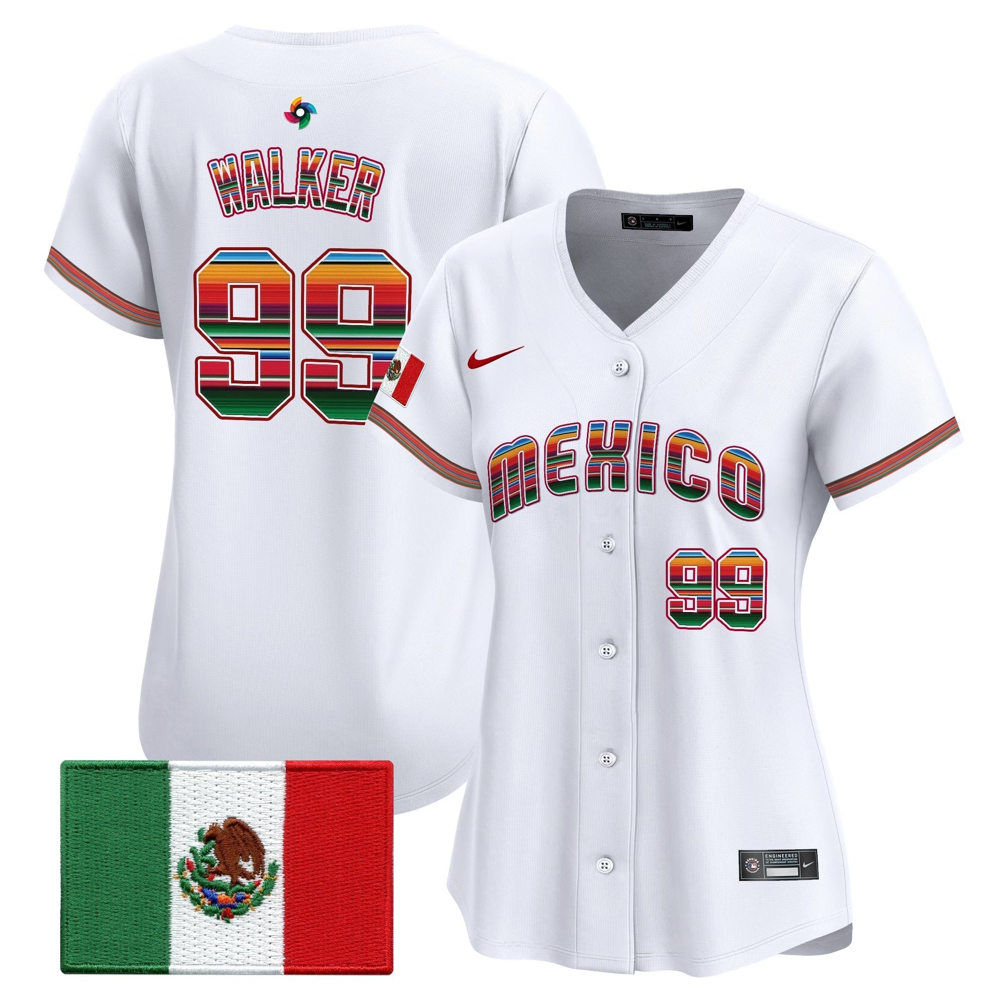 Women's Team Mexico World Baseball Classic "Serape Edition" Vapor Premier Jersey - 2026 Roster - Stitched