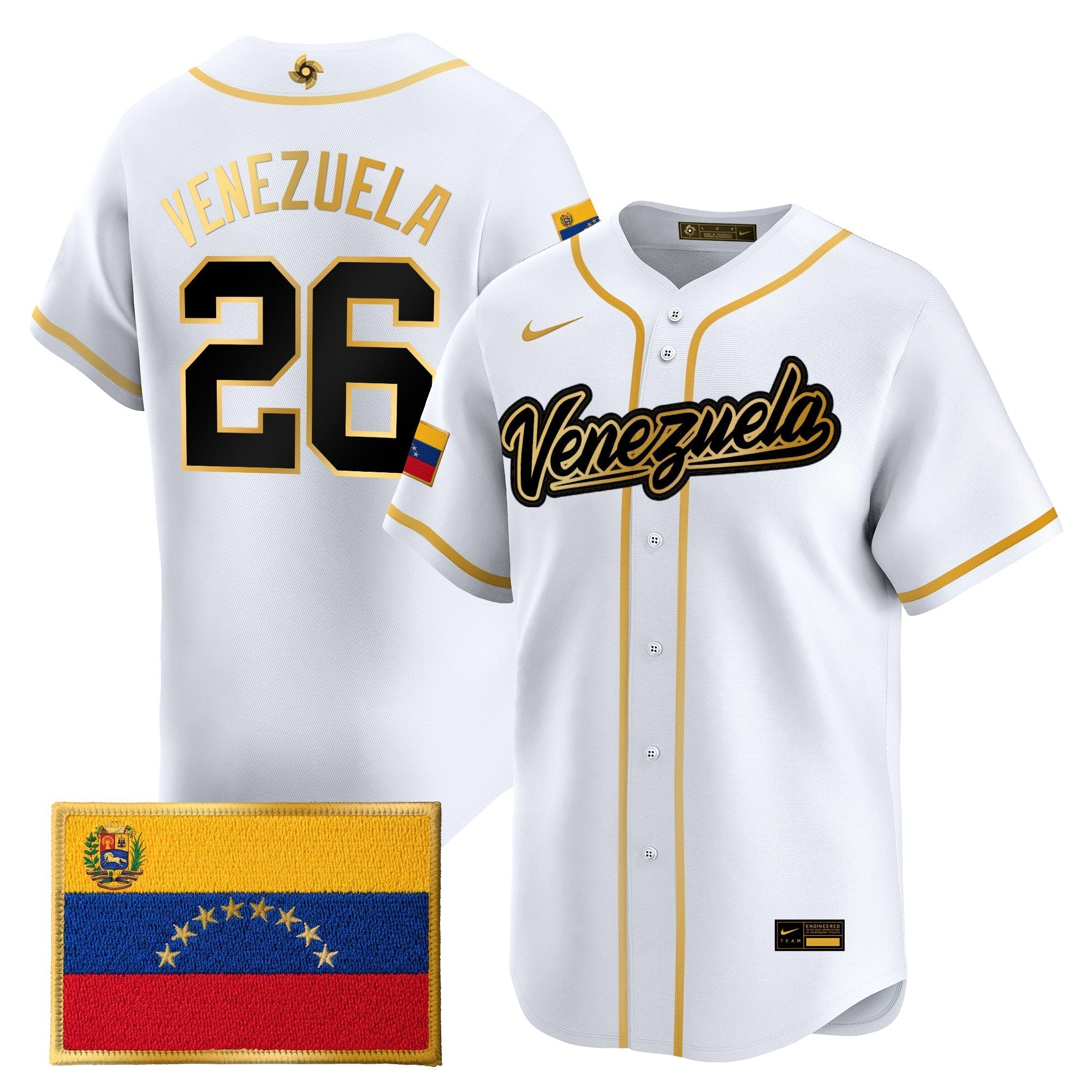 Team Venezuela World Baseball Classic Gold Vapor Premier Jersey - Stitched