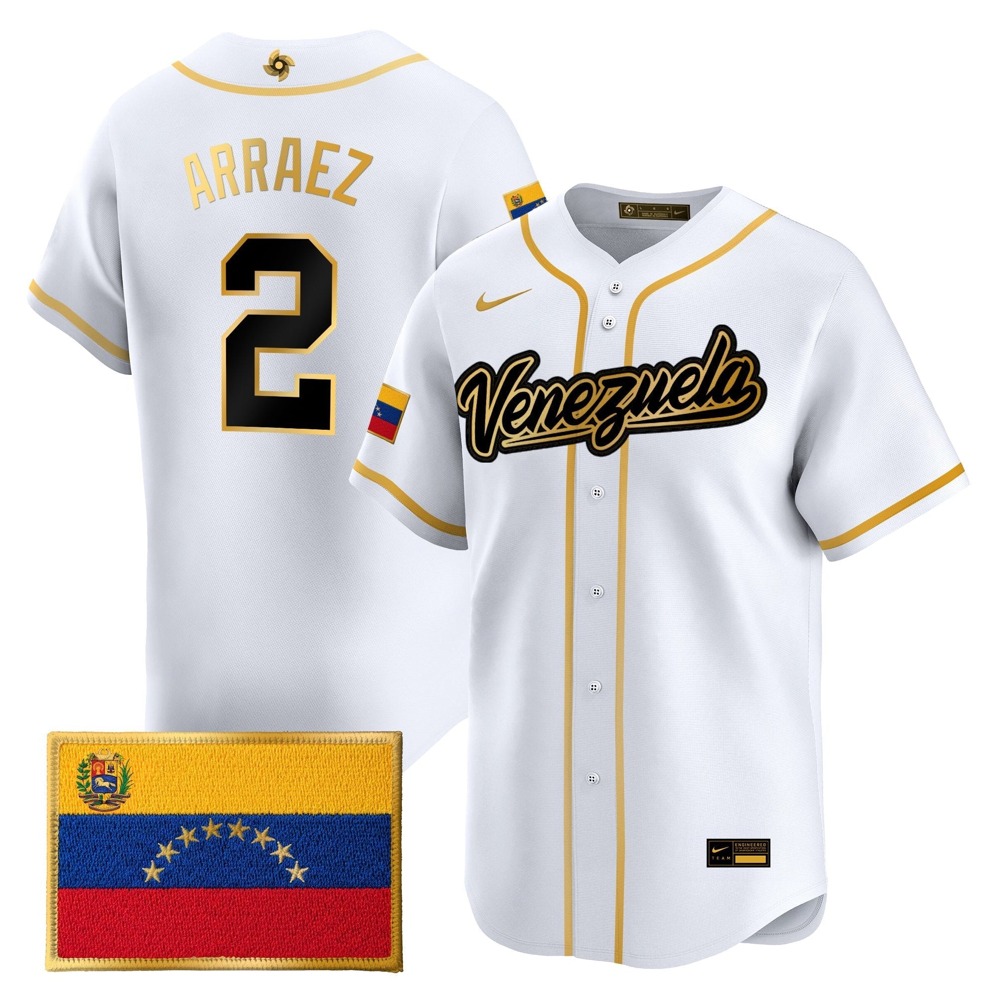 Team Venezuela World Baseball Classic Gold Vapor Premier Jersey - Stitched