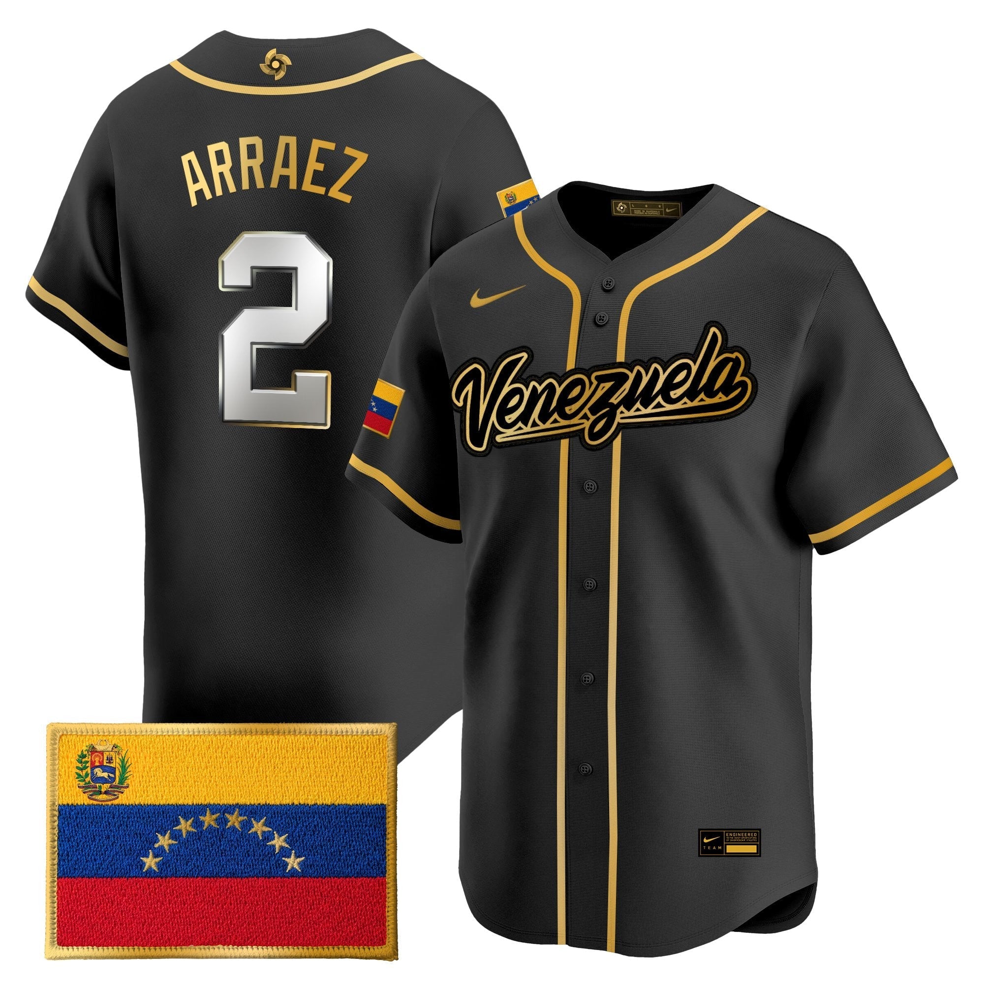 Team Venezuela World Baseball Classic Gold Vapor Premier Jersey - Stitched