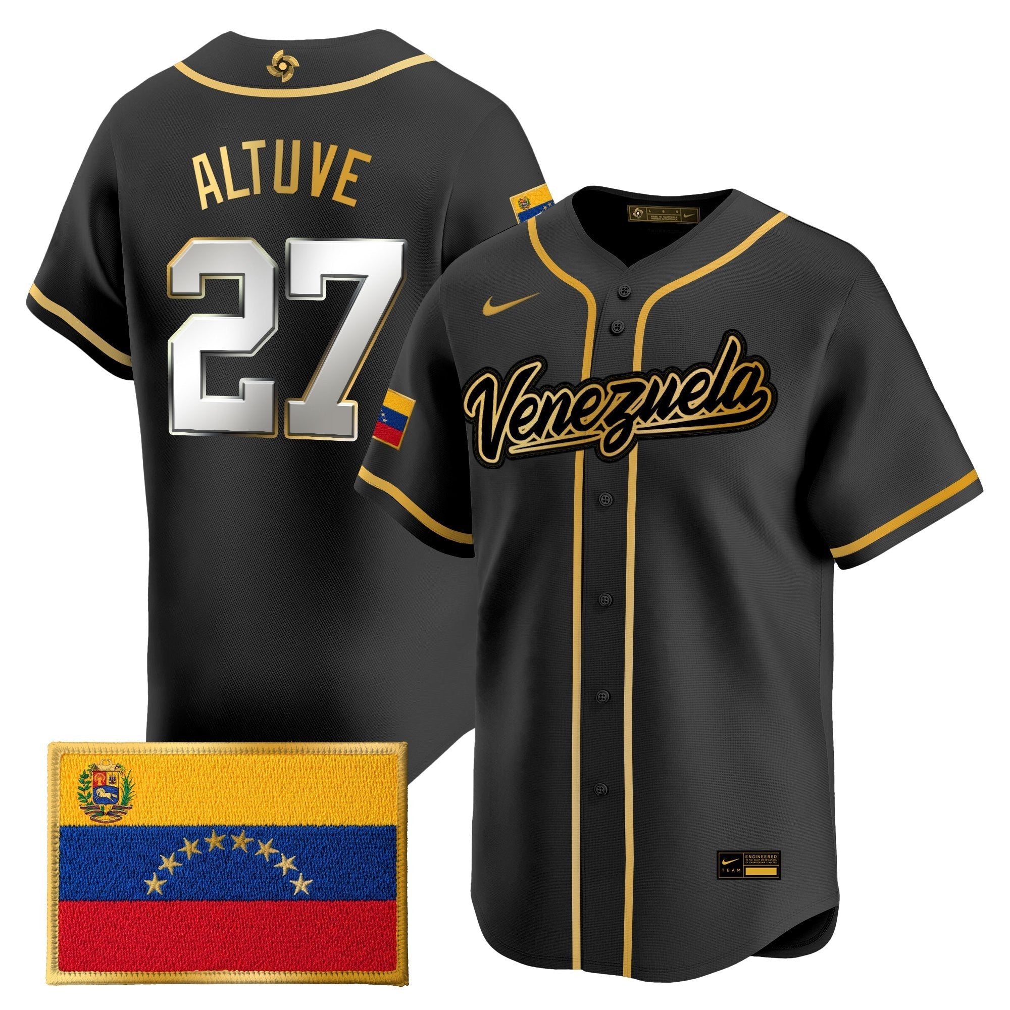 Team Venezuela World Baseball Classic Gold Vapor Premier Jersey - Stitched