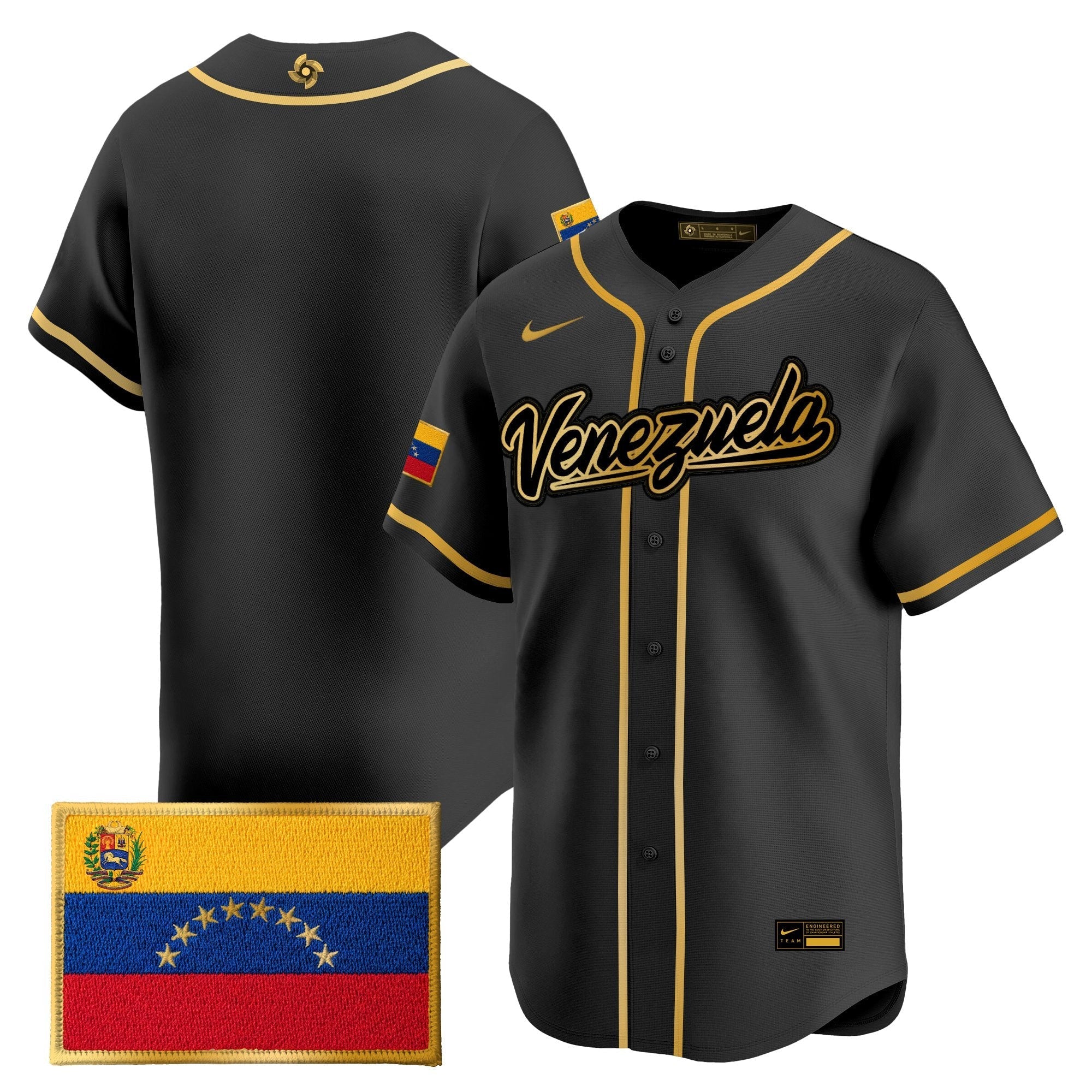 Team Venezuela World Baseball Classic Gold Vapor Premier Jersey - Stitched