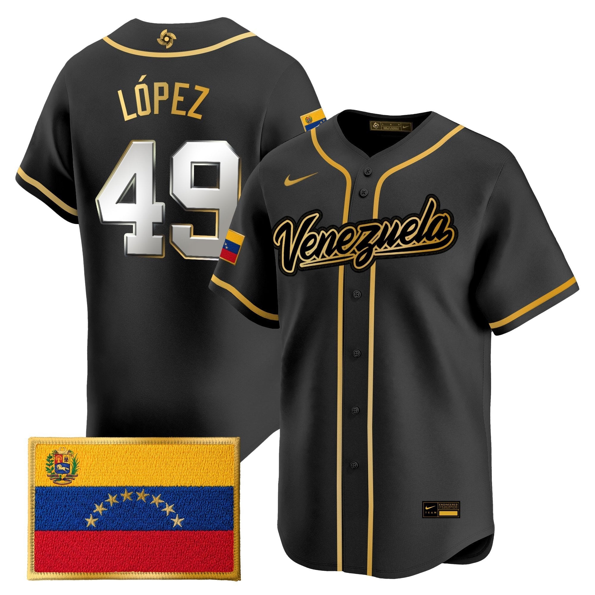 Team Venezuela World Baseball Classic Gold Vapor Premier Jersey - Stitched