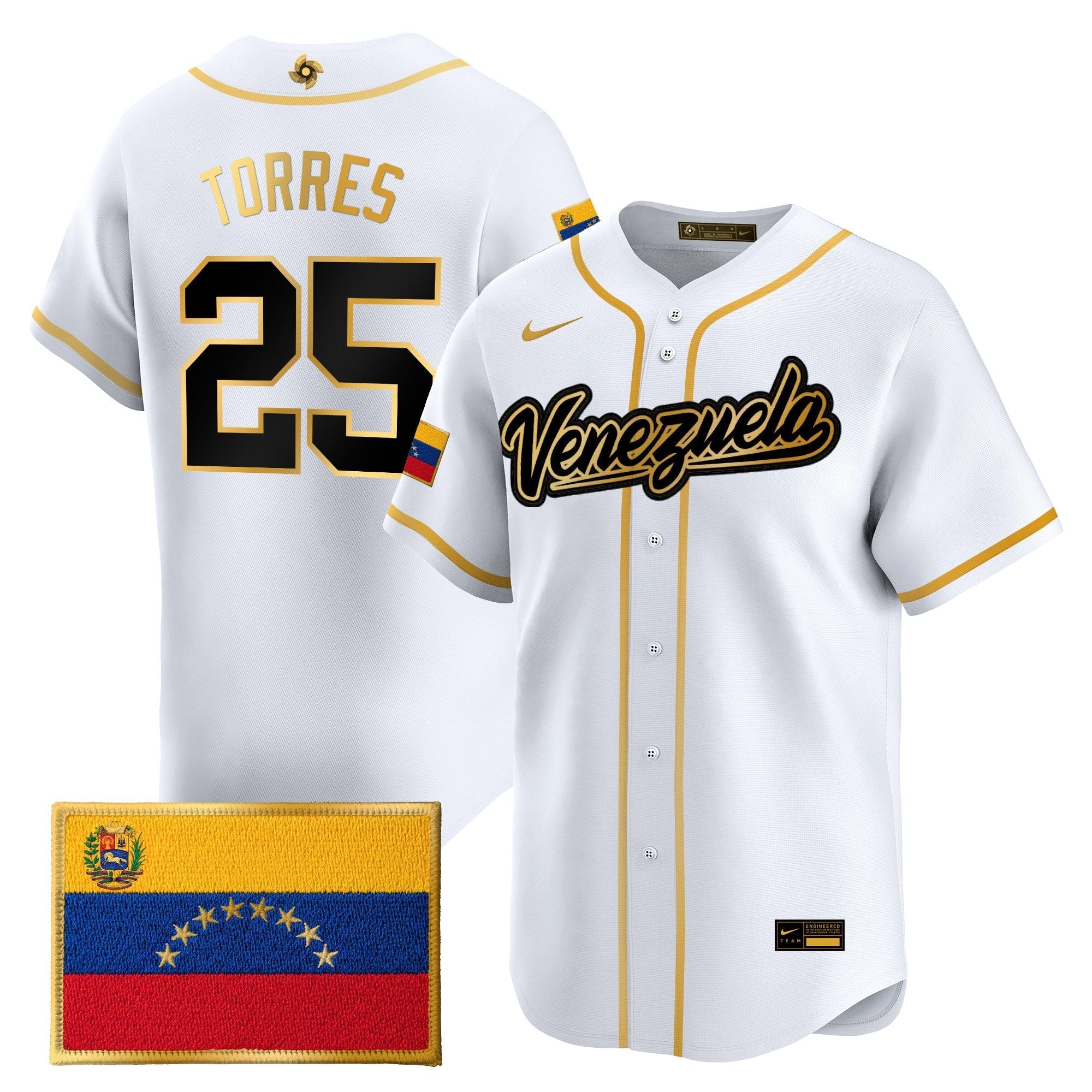 Team Venezuela World Baseball Classic Gold Vapor Premier Jersey - Stitched