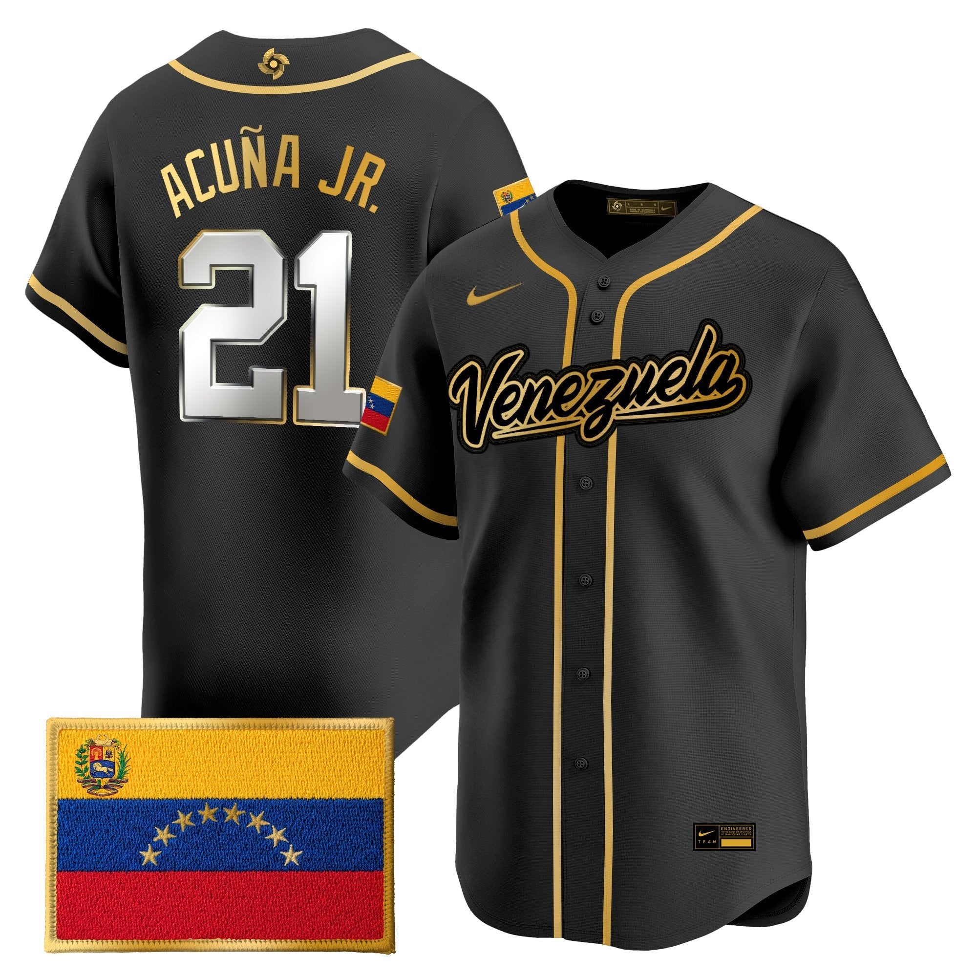 Team Venezuela World Baseball Classic Gold Vapor Premier Jersey - Stitched