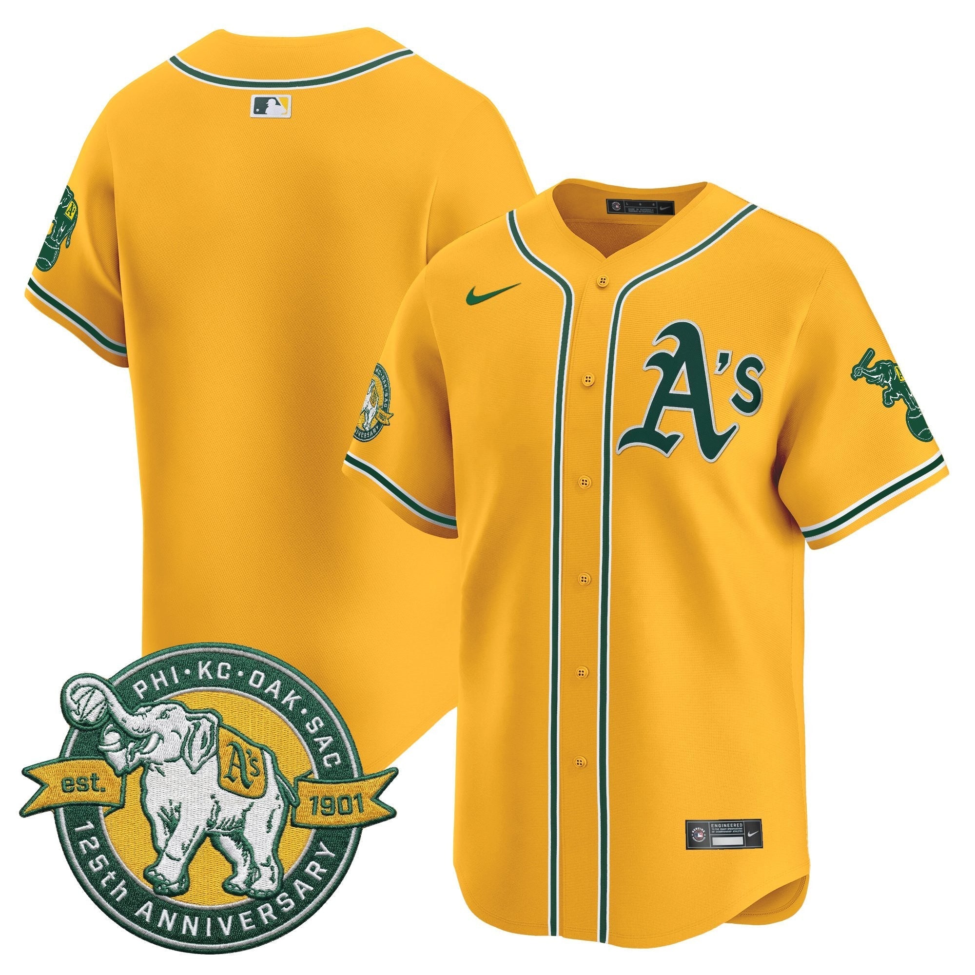 OAK 125th Anniversary Patch Vapor Premier Limited Jersey - Stitched