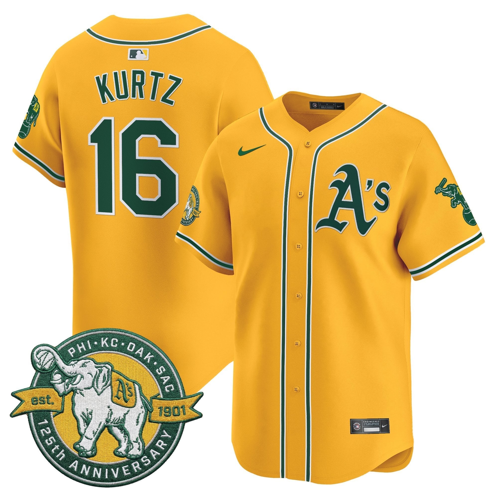 OAK 125th Anniversary Patch Vapor Premier Limited Jersey - Stitched