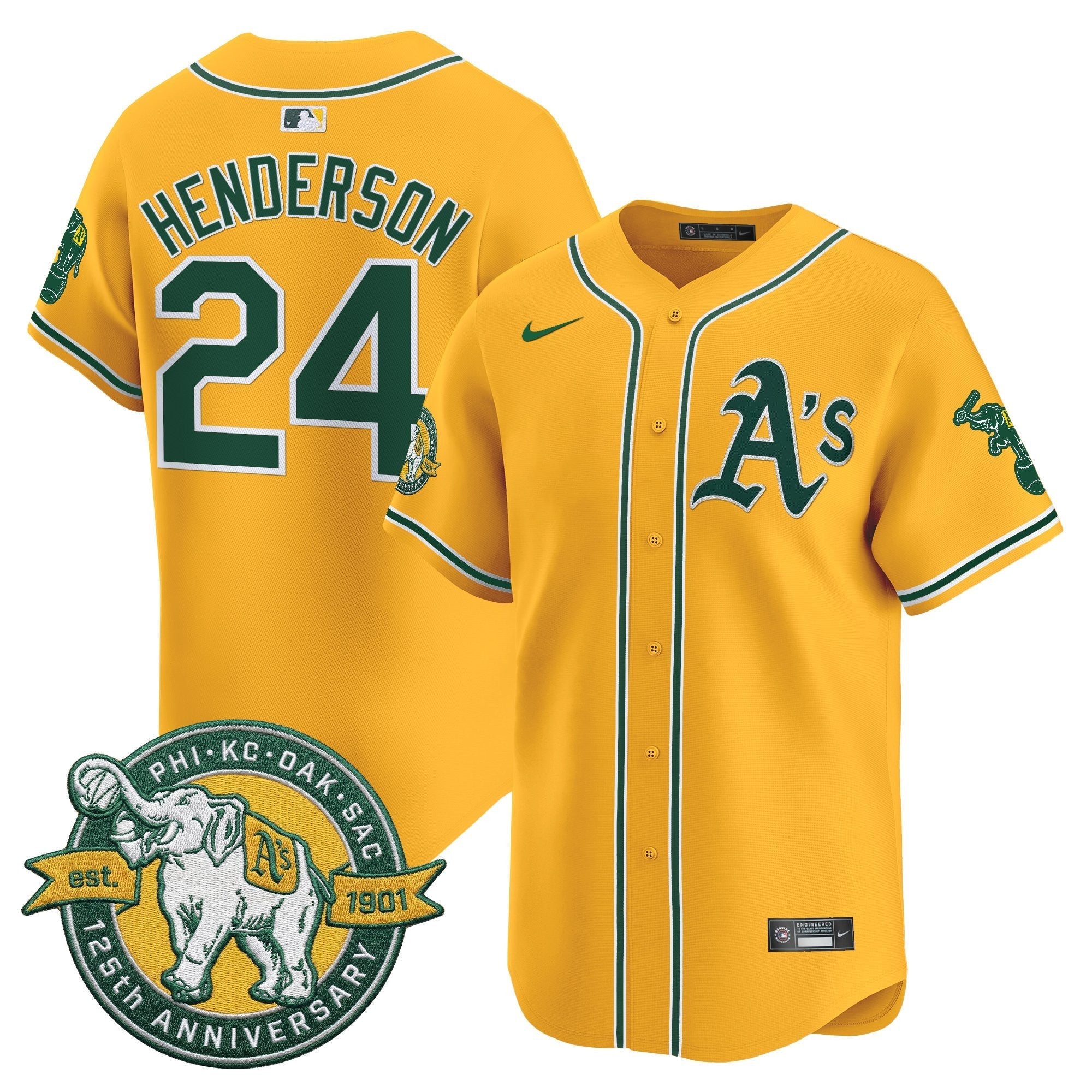 OAK 125th Anniversary Patch Vapor Premier Limited Jersey - Stitched
