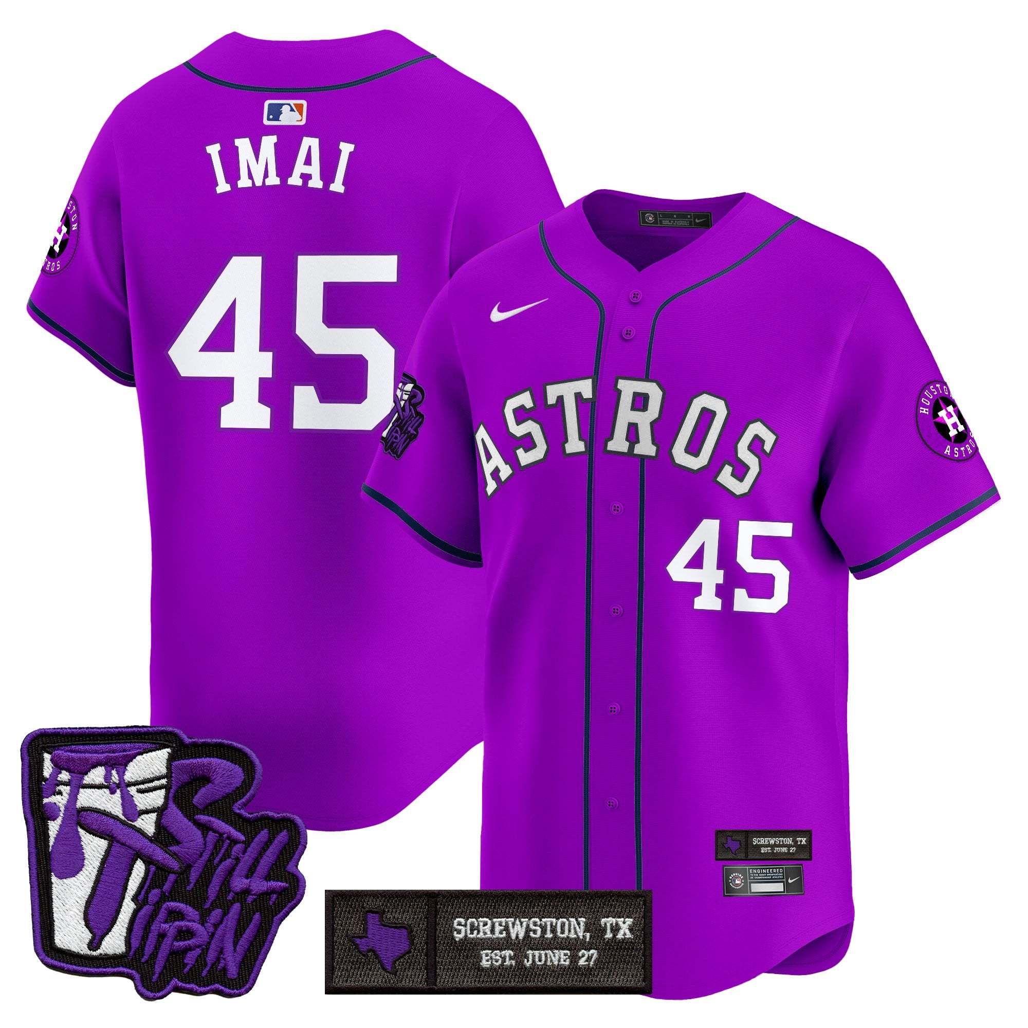 HOU DJ Screw Still Tippin Purple Patch Vapor Premier Limited Jersey - Stitched