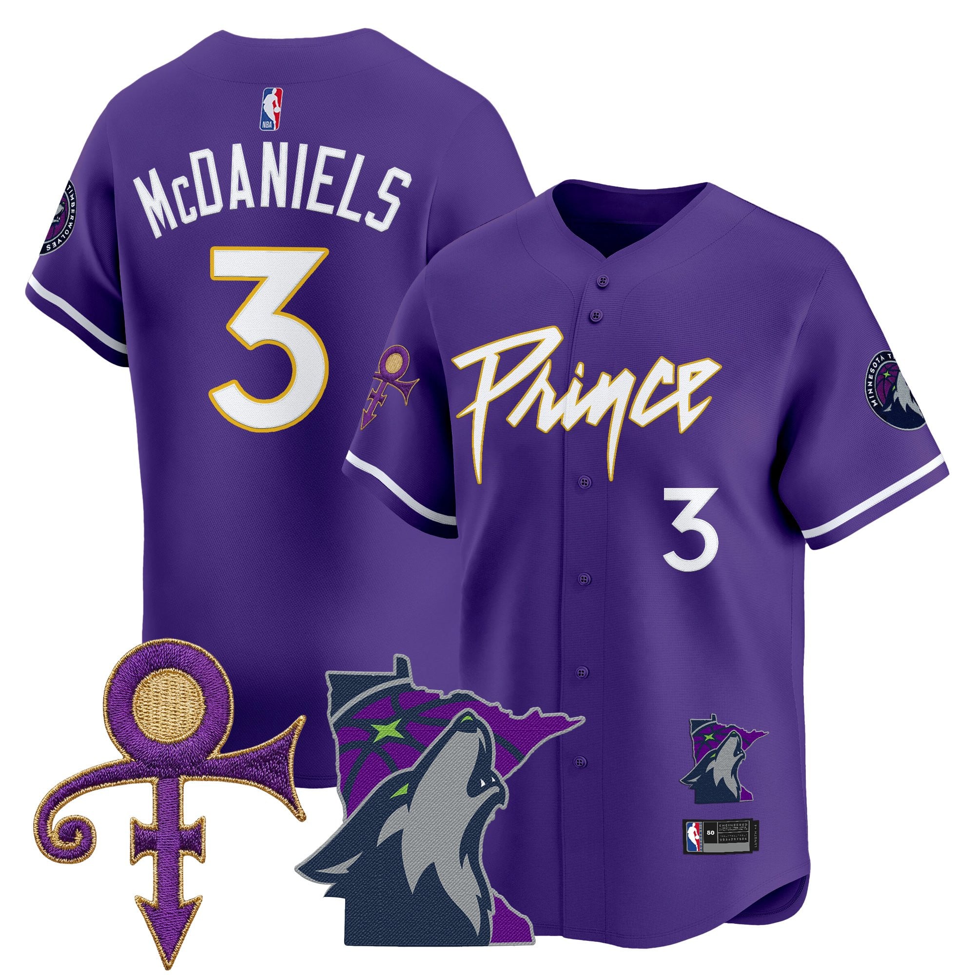 MIN Prince Patch Vapor Baseball Jersey - Stitched