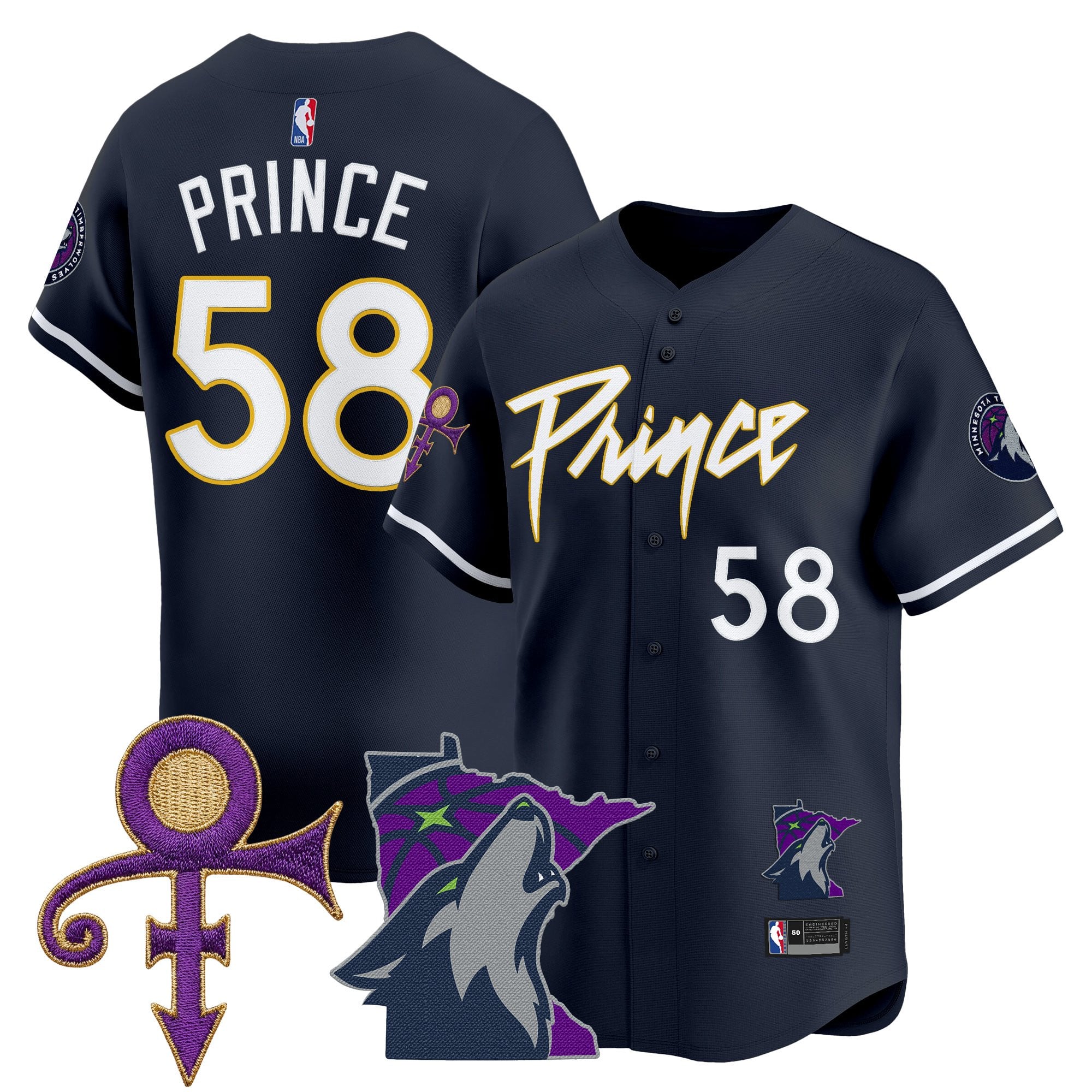MIN Prince Patch Vapor Baseball Jersey - Stitched
