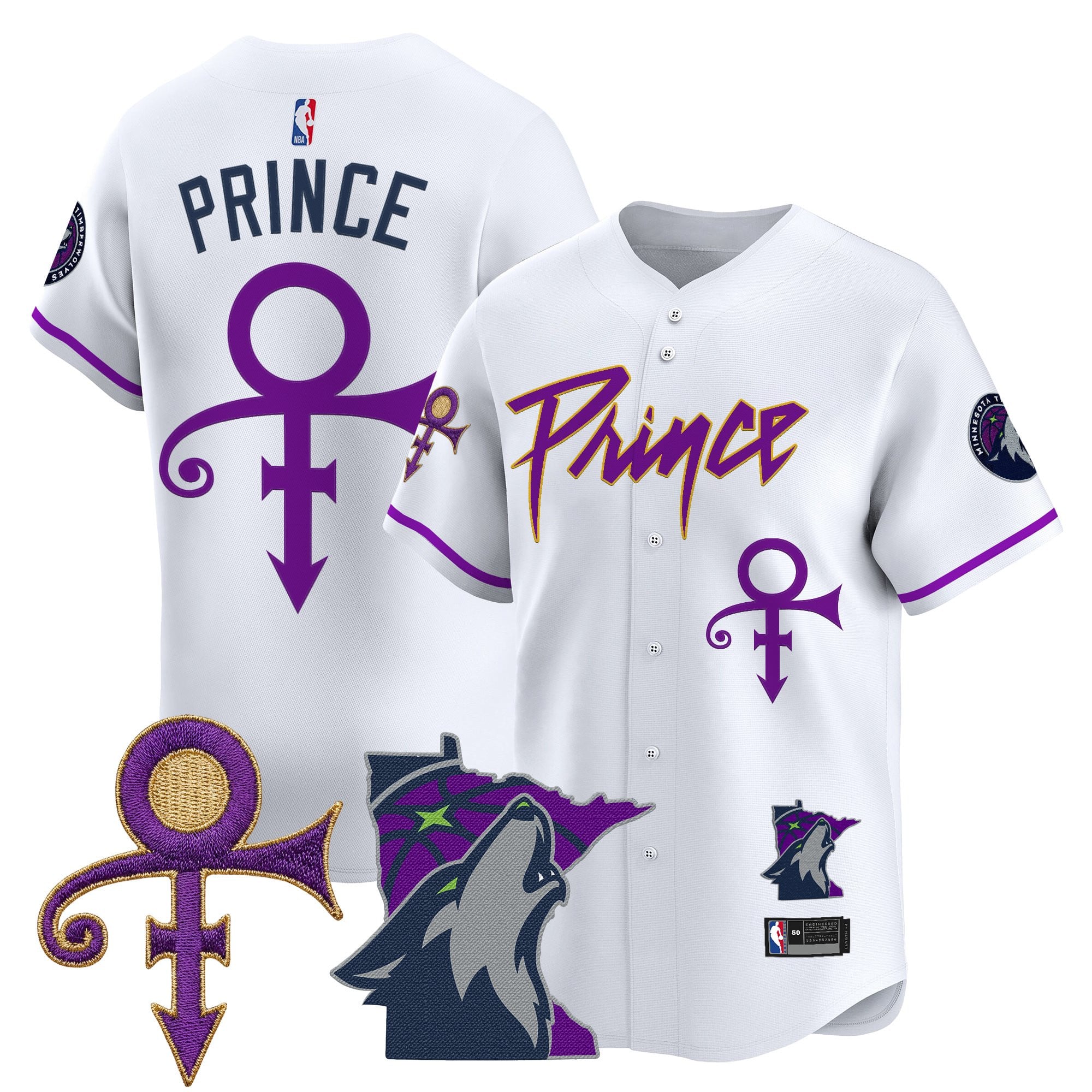 MIN Prince Patch Vapor Baseball Jersey - Stitched