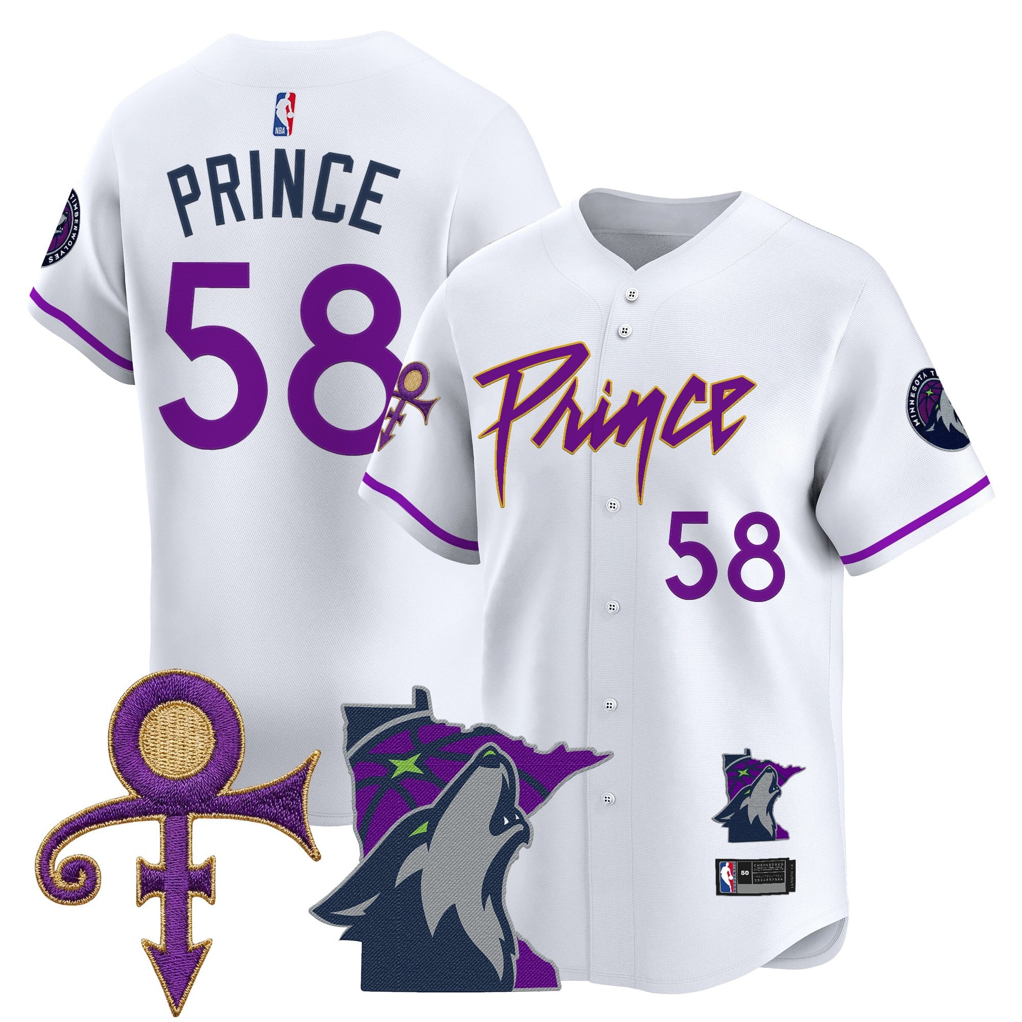 MIN Prince Patch Vapor Baseball Jersey - Stitched