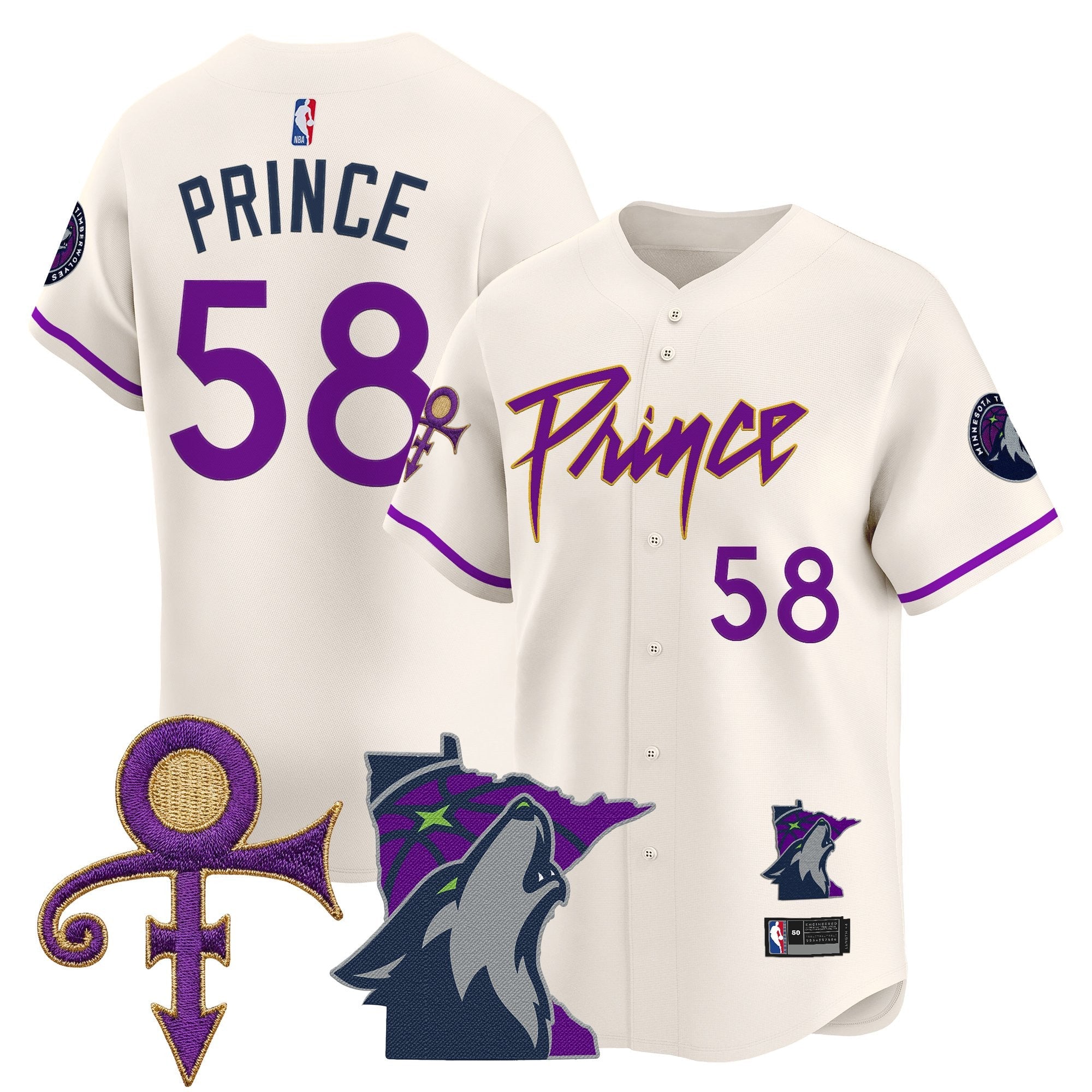 MIN Prince Patch Vapor Baseball Jersey - Stitched