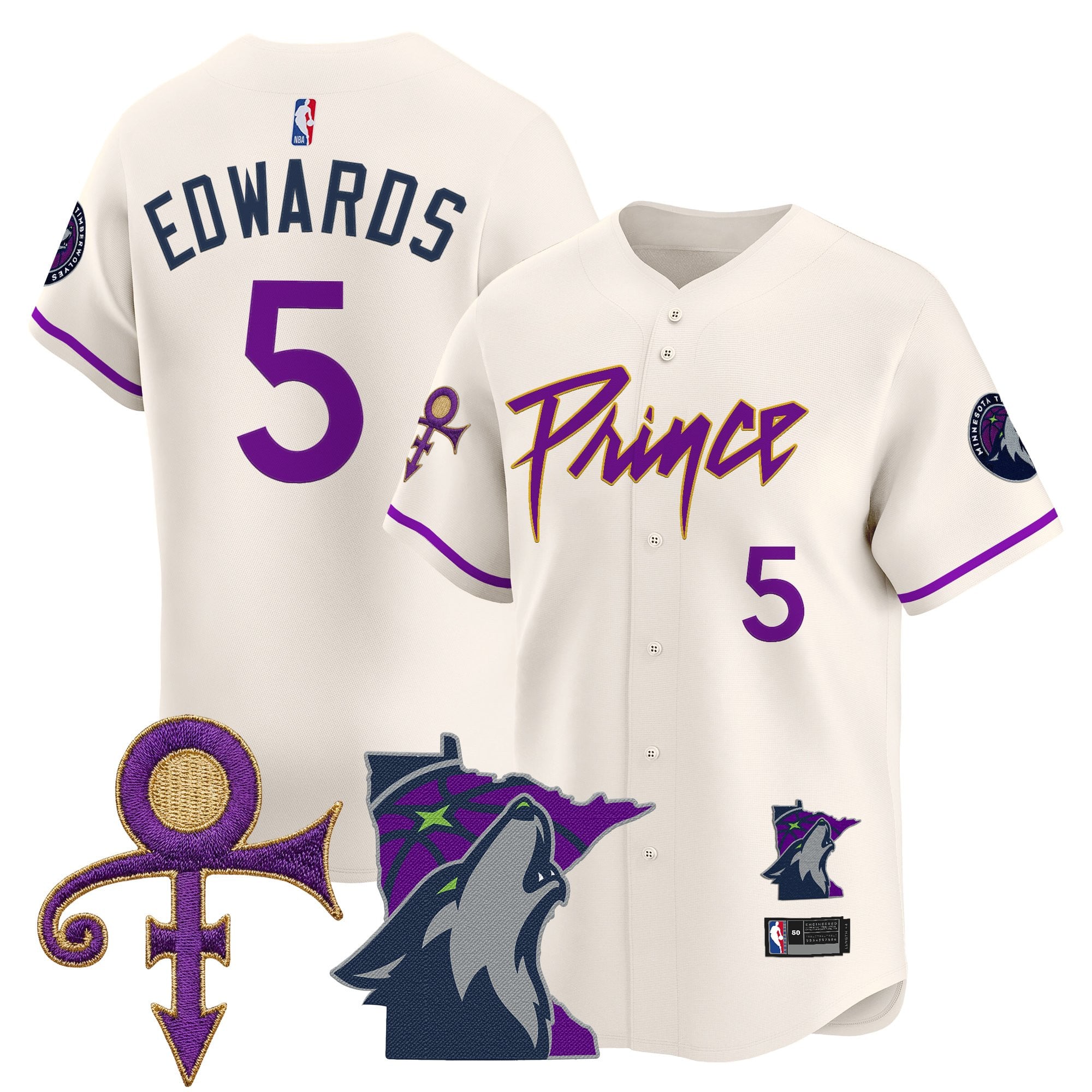 MIN Prince Patch Vapor Baseball Jersey - Stitched