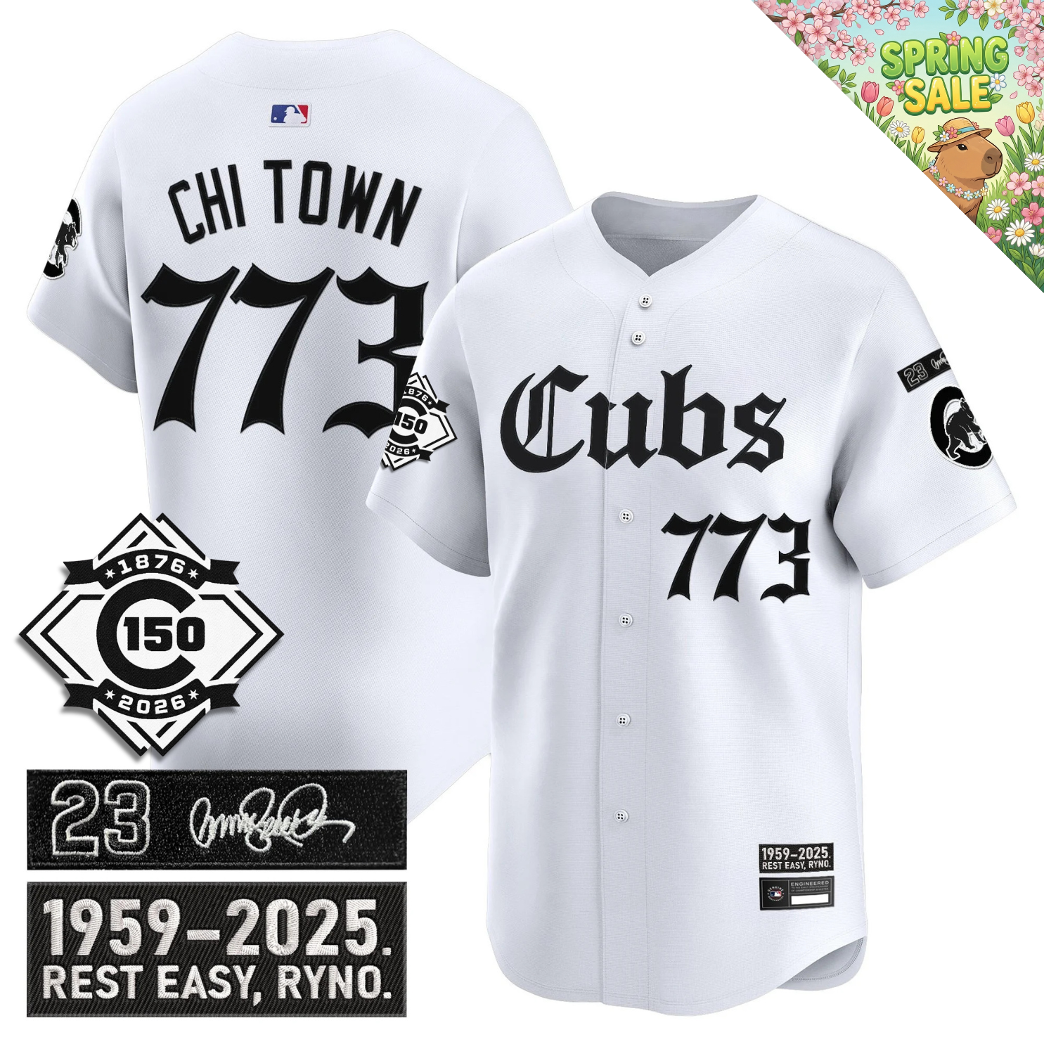 CHC 'Ryne Sandberg Tribute' & 150th anniversary patch Limited Gothic Jersey - Stitched